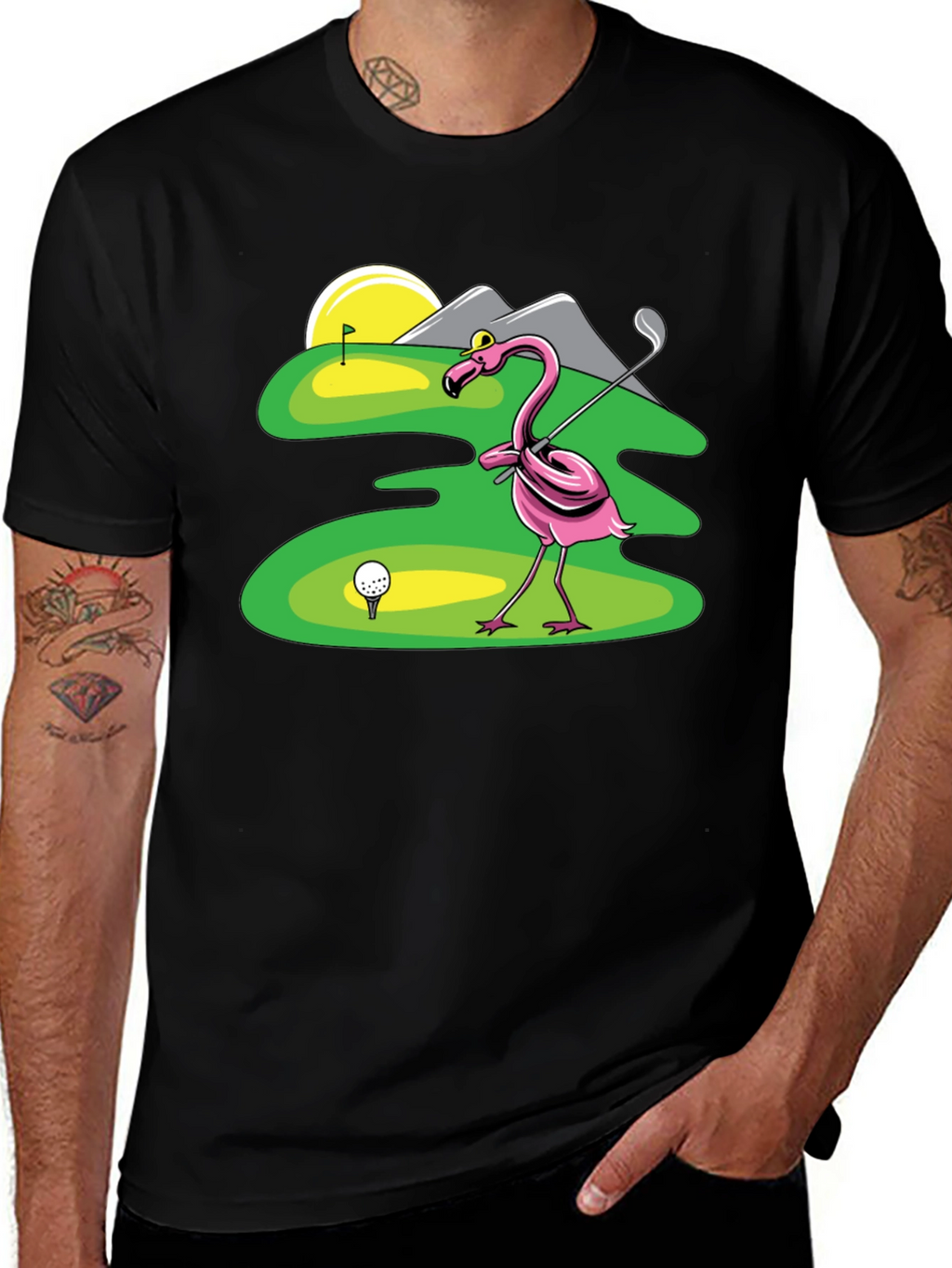 Flamingo Golfer T-Shirt - Funny Golf Tee