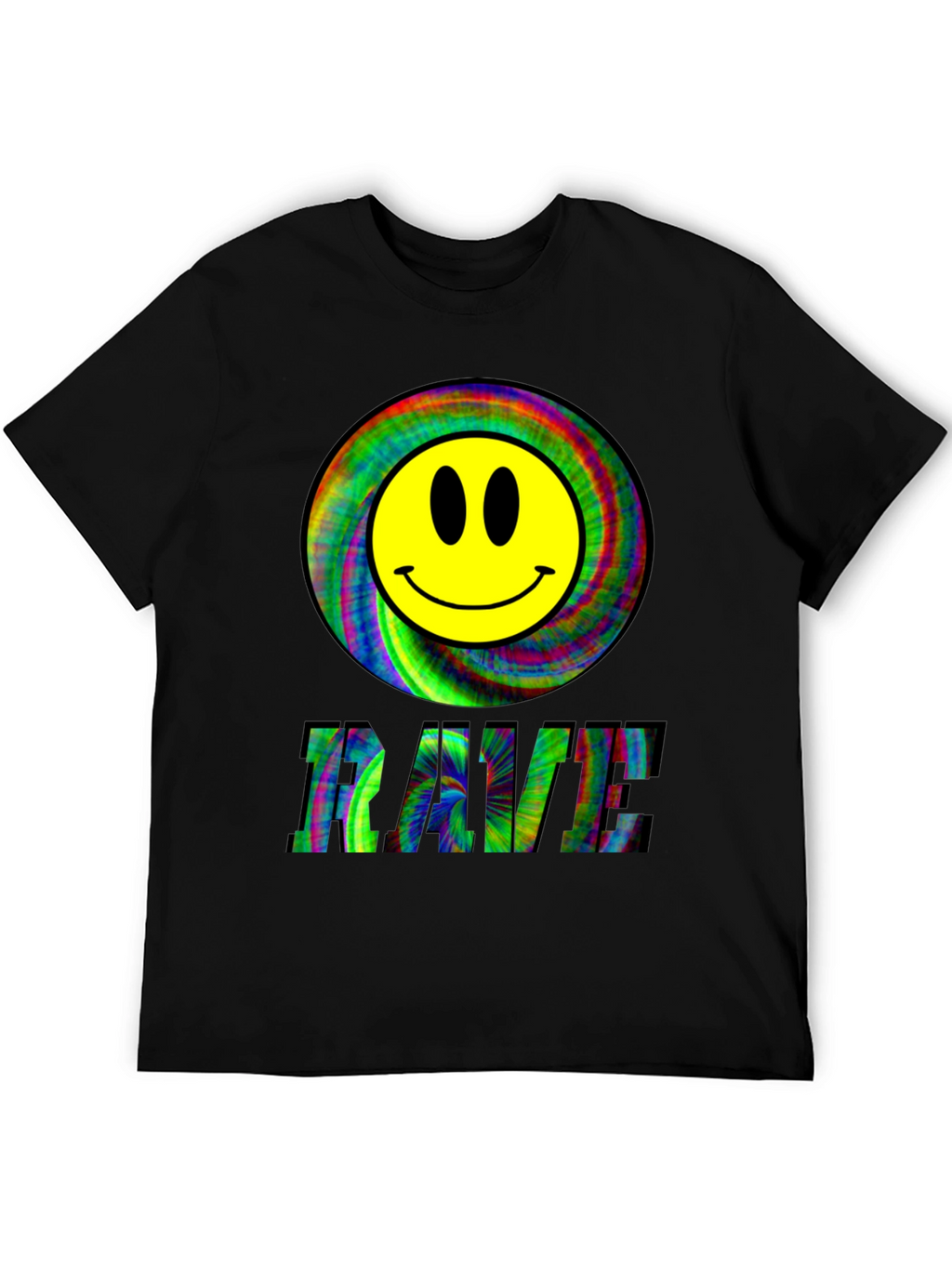 Rave Smiley Face Black T-Shirt