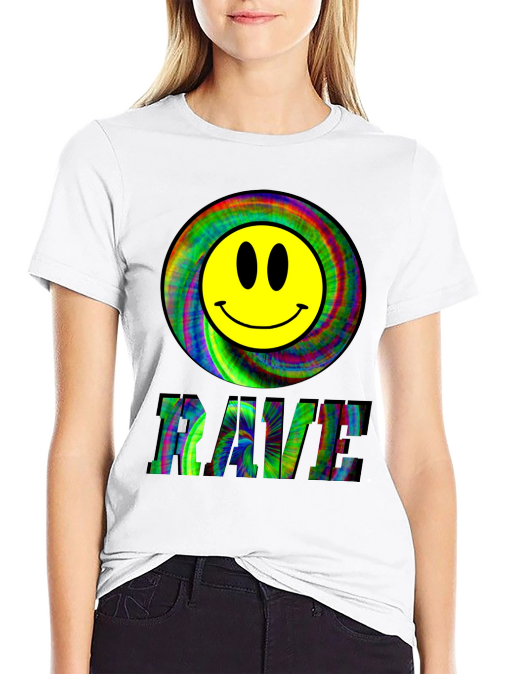Rave Smiley Face Black T-Shirt