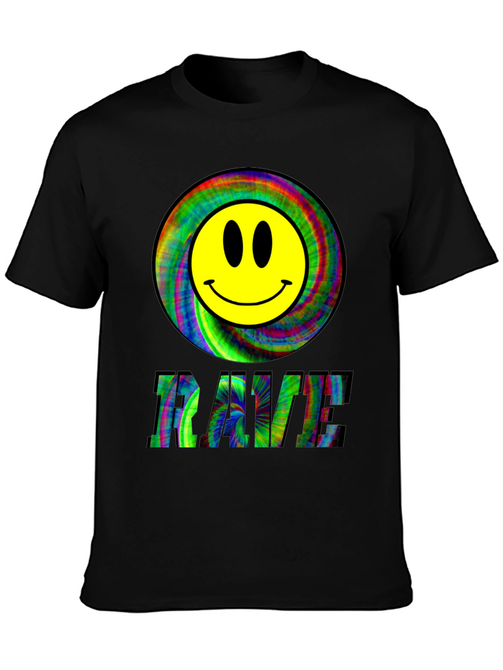 Rave Smiley Face Black T-Shirt