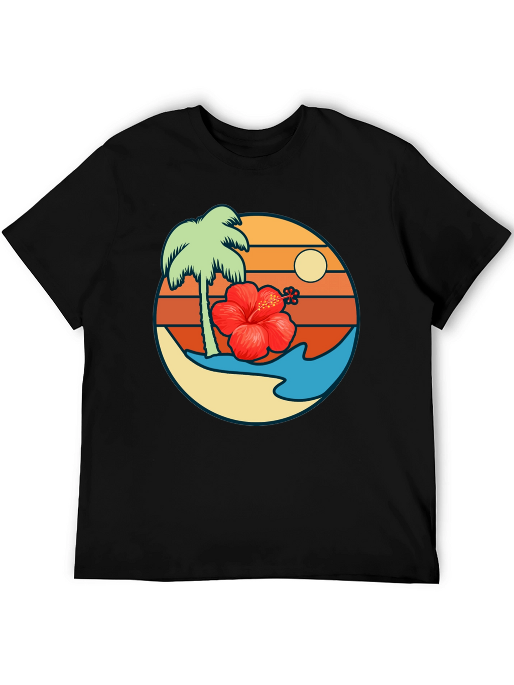 Tropical Island Graphic T-Shirt - Black