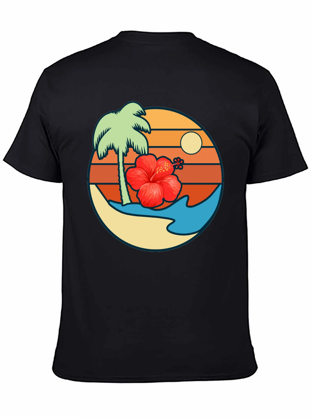 Tropical Island Graphic T-Shirt - Black