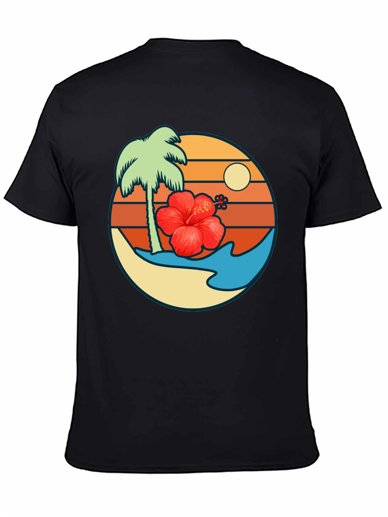 Tropical Island Graphic T-Shirt - Black