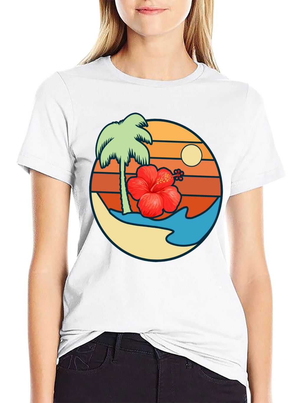Tropical Island Graphic T-Shirt - Black