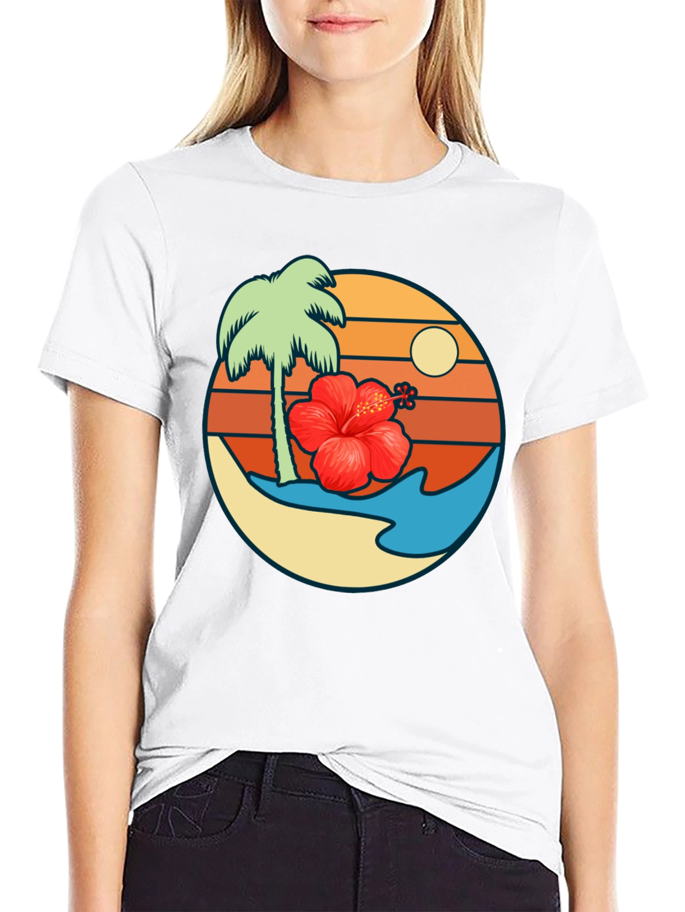 Tropical Island Graphic T-Shirt - Black