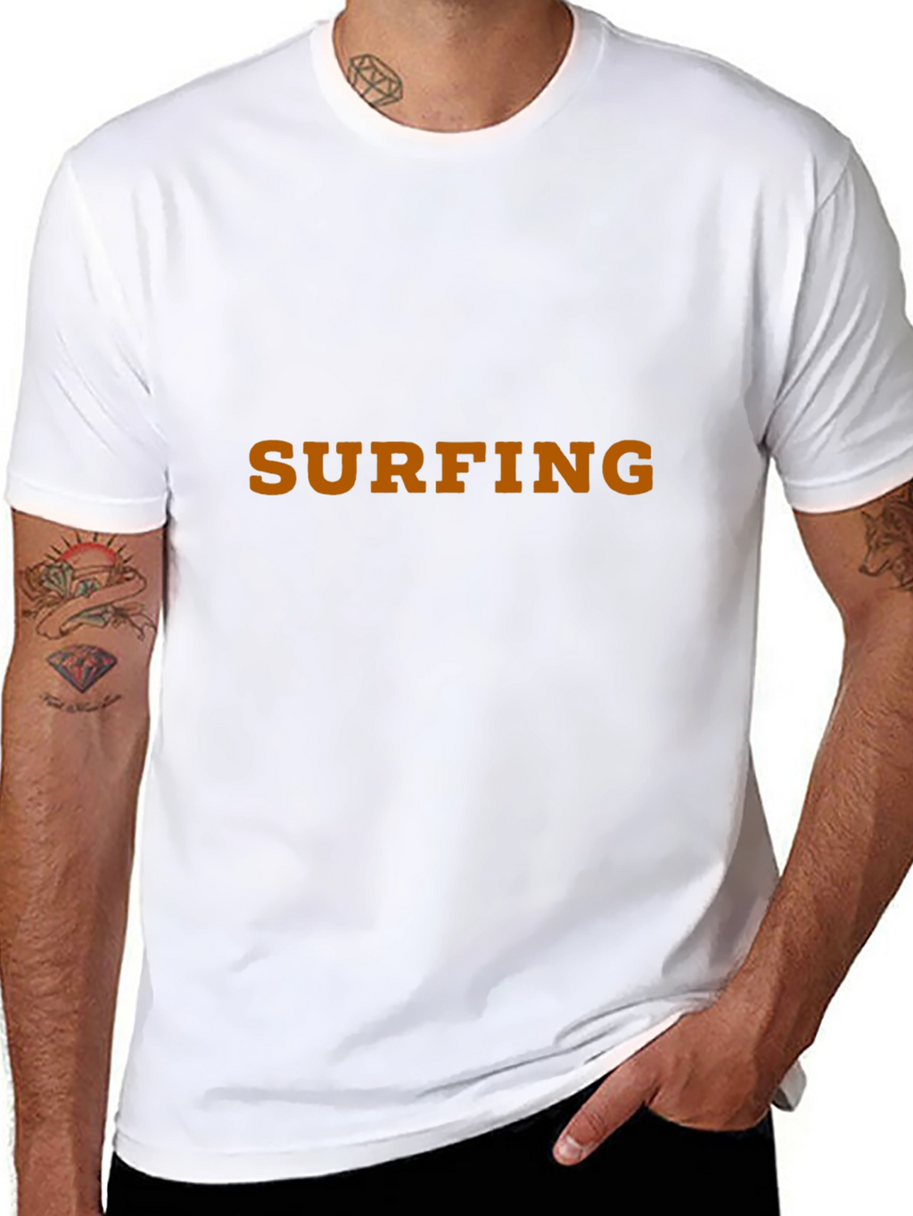 Surfing Graphic Print Black T-Shirt