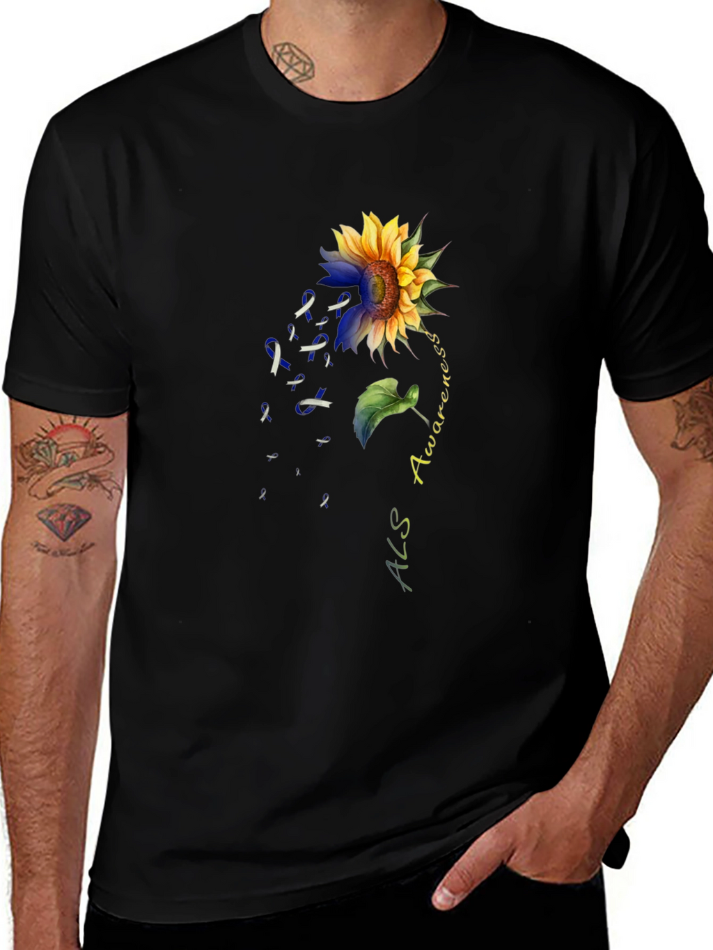 ALS Awareness Sunflower Graphic T-Shirt