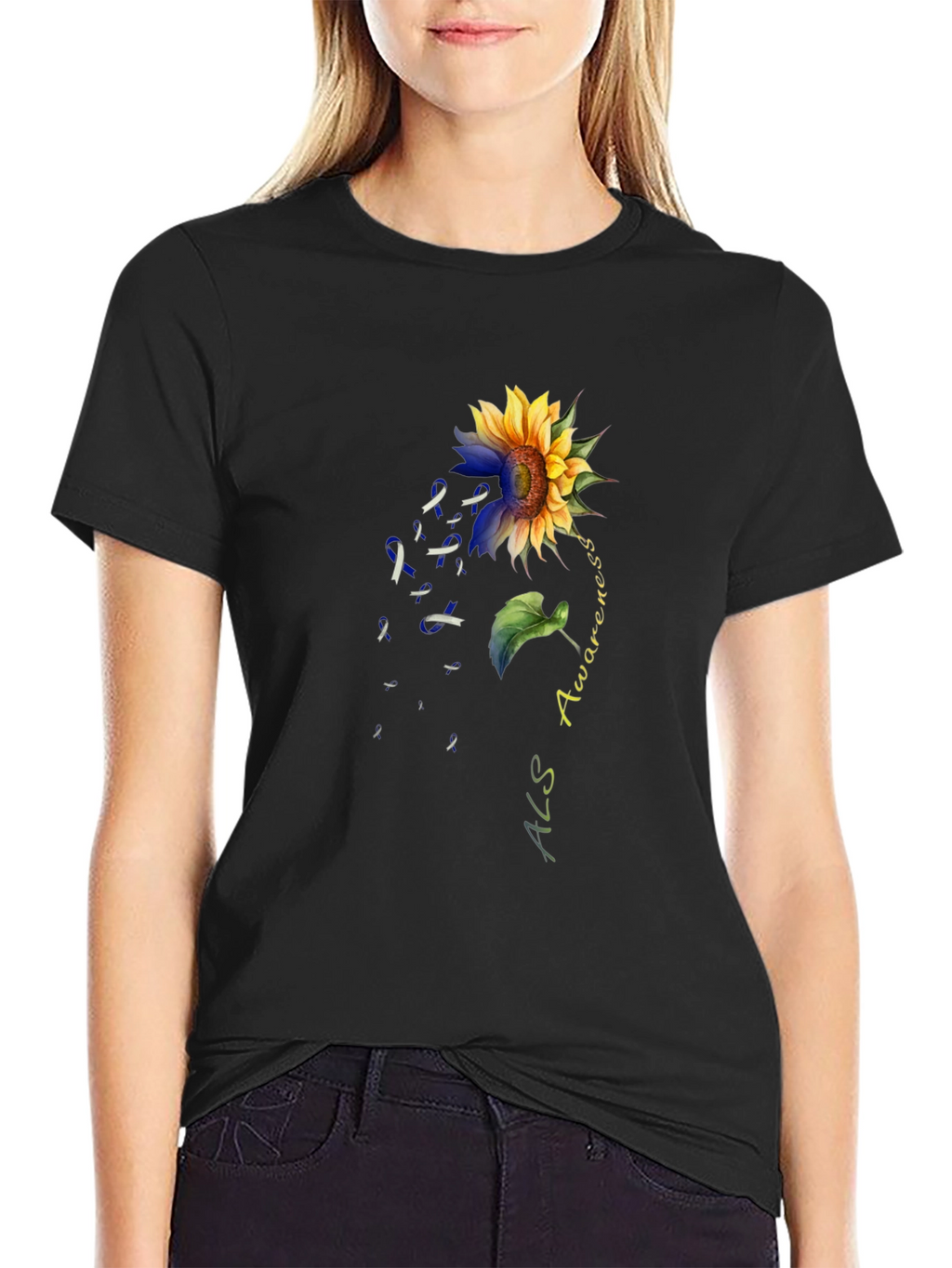 ALS Awareness Sunflower Graphic T-Shirt