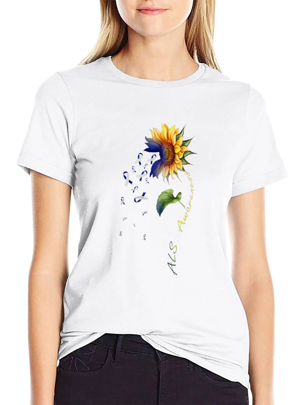 ALS Awareness Sunflower Graphic T-Shirt