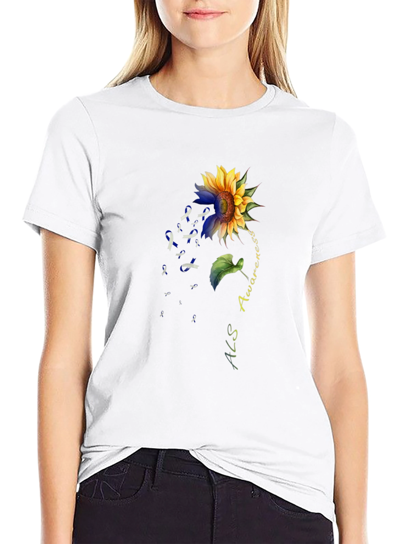 ALS Awareness Sunflower Graphic T-Shirt