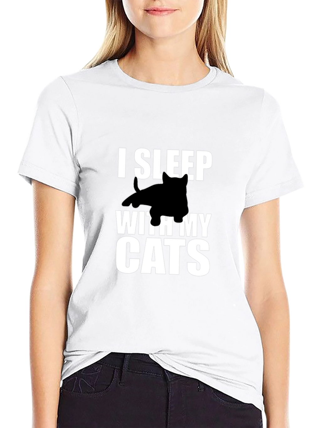 I Sleep With My Cats Graphic Tee - Black