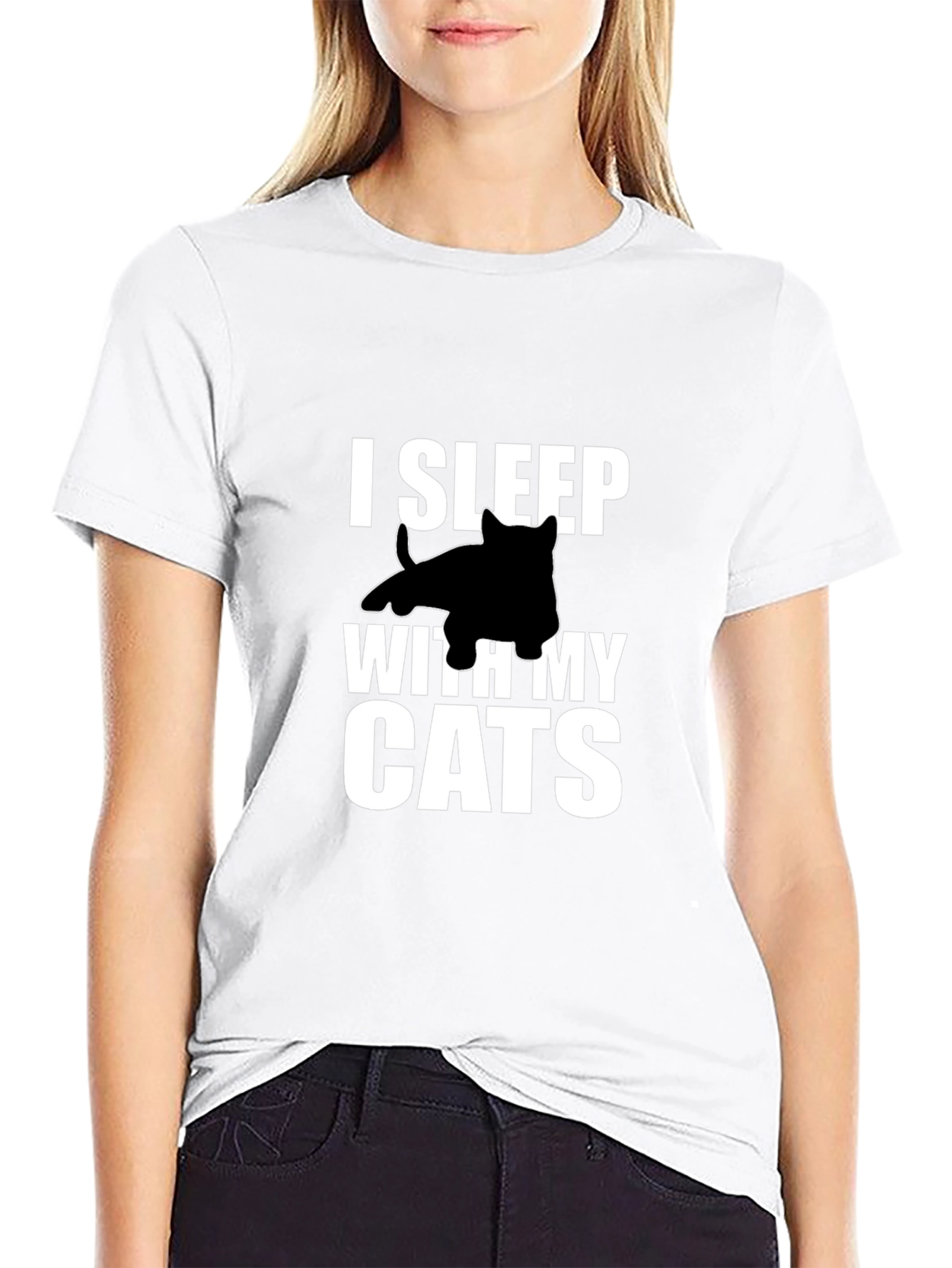I Sleep With My Cats Graphic Tee - Black