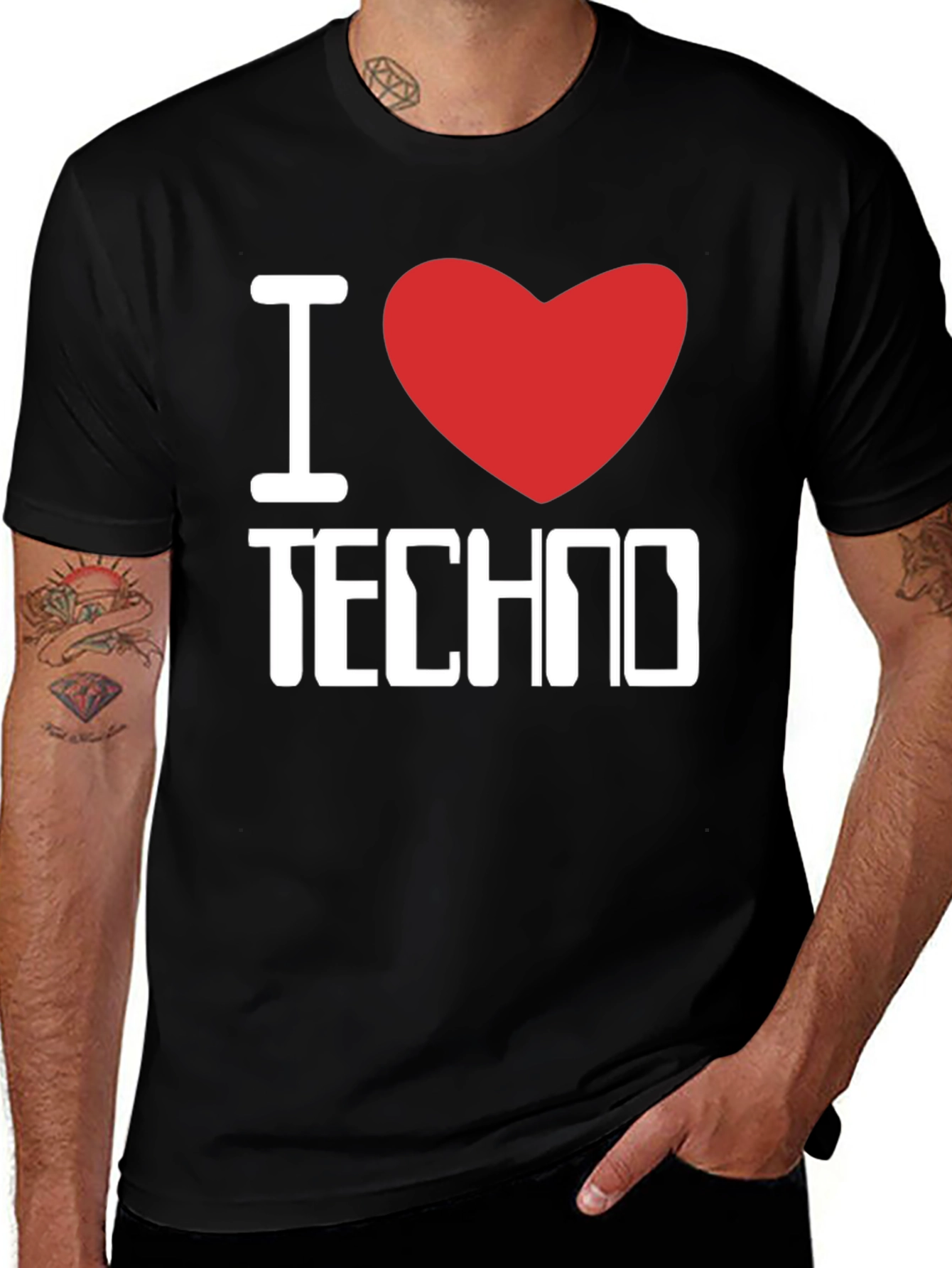I Love Techno Graphic T-Shirt - Music Lover Tee