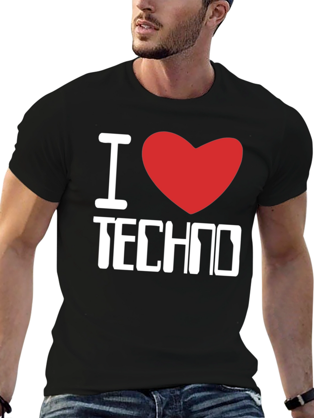 I Love Techno Graphic T-Shirt - Music Lover Tee