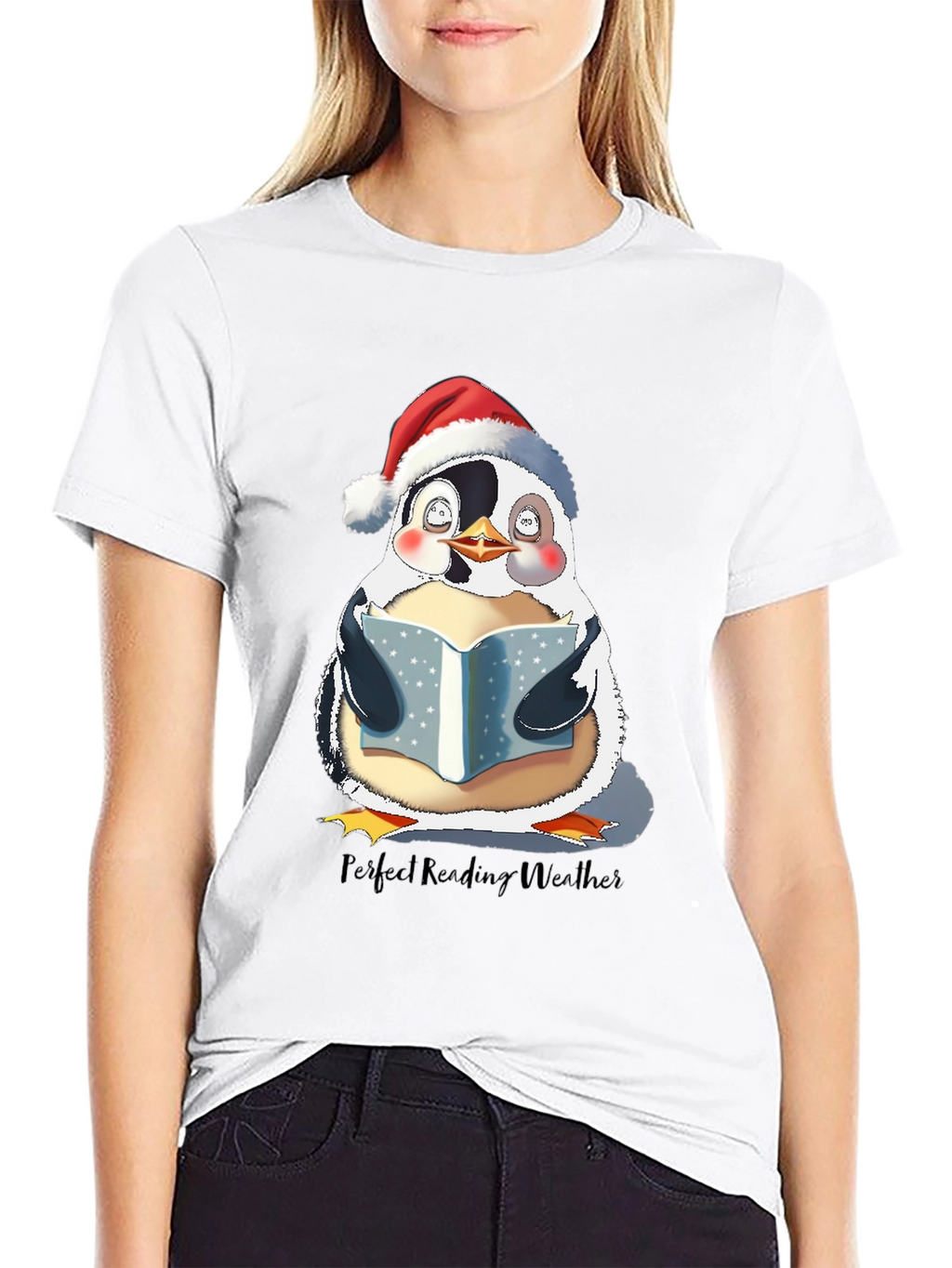 Penguin Reading Weather T-Shirt