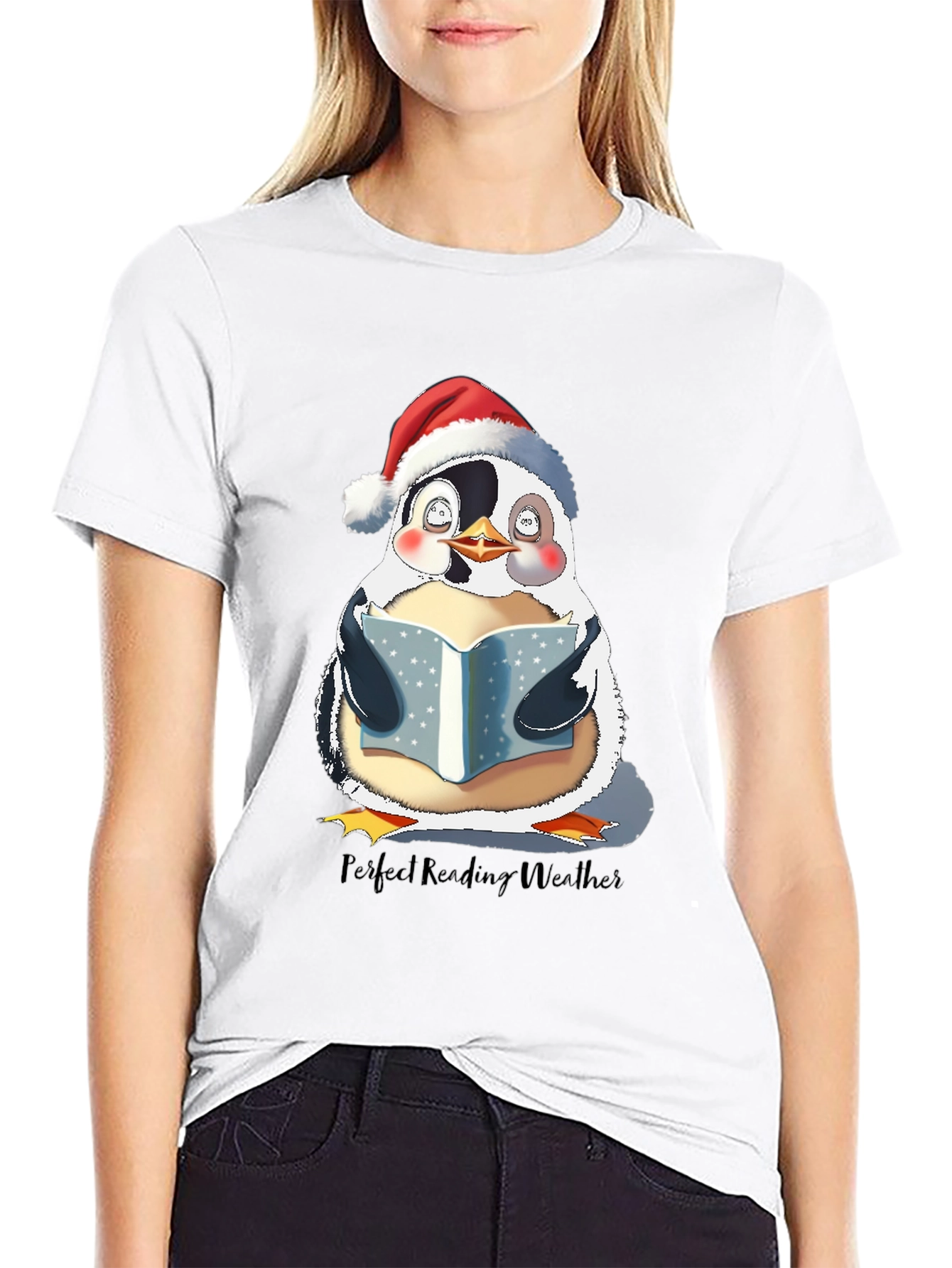 Penguin Reading Weather T-Shirt