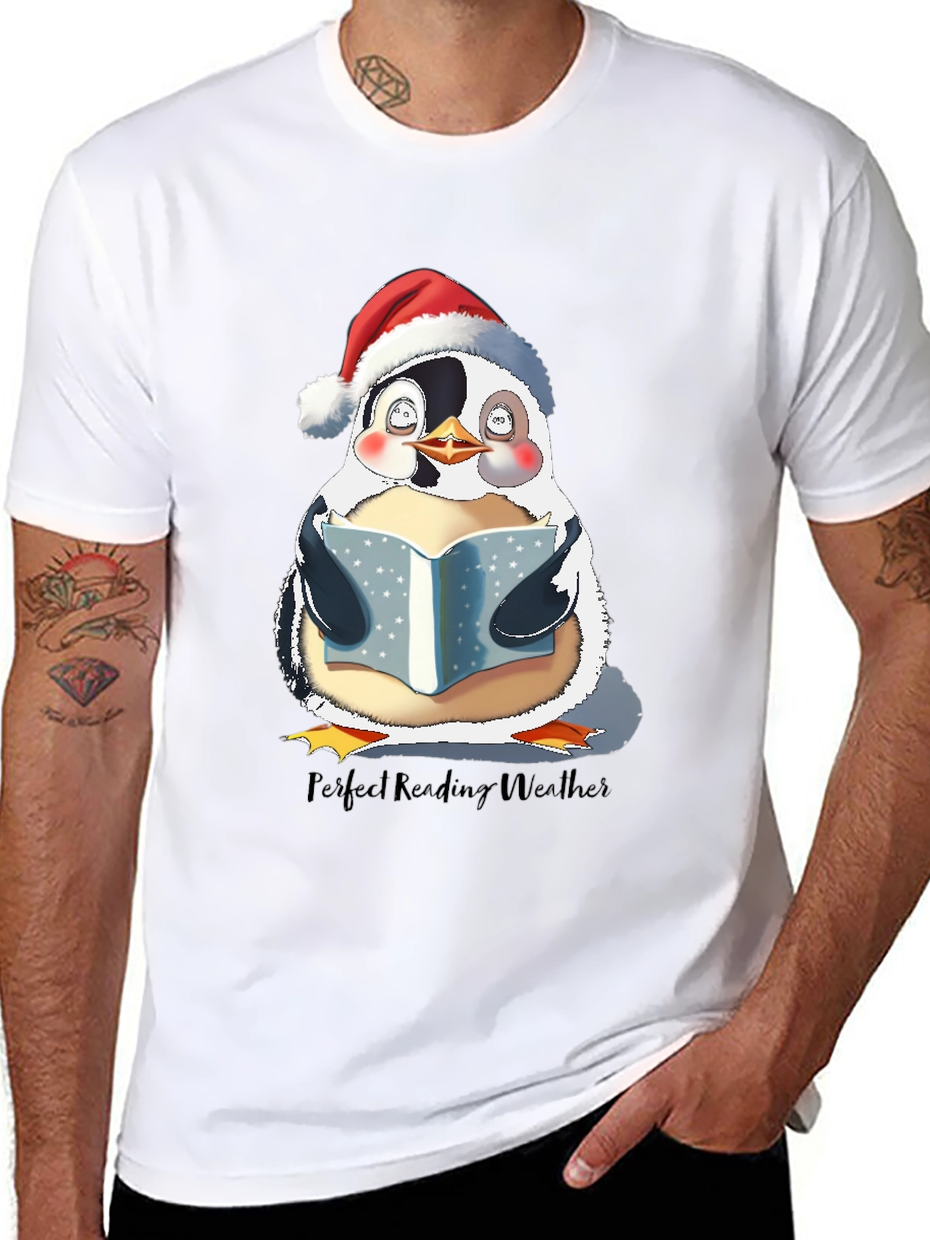 Penguin Reading Weather T-Shirt
