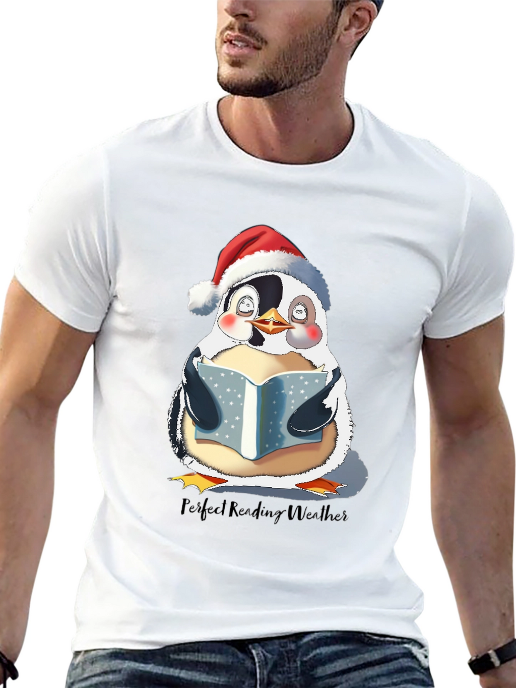 Penguin Reading Weather T-Shirt