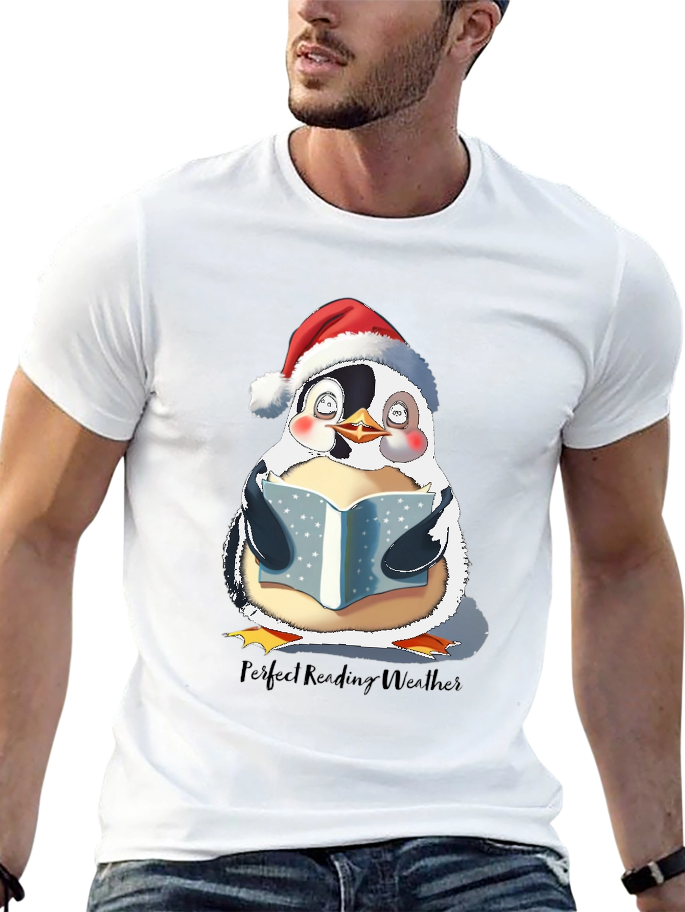 Penguin Reading Weather T-Shirt