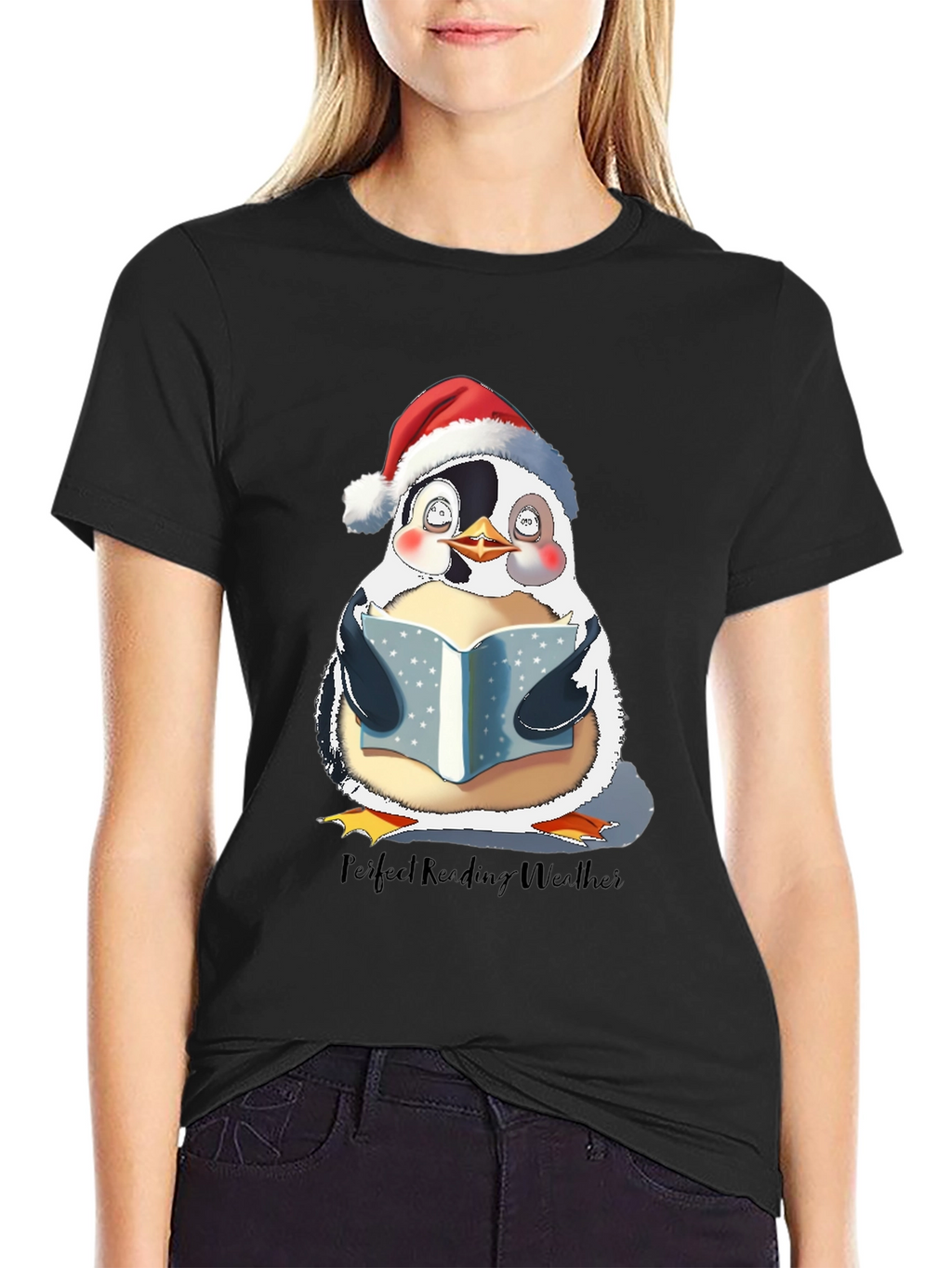 Penguin Reading Weather T-Shirt