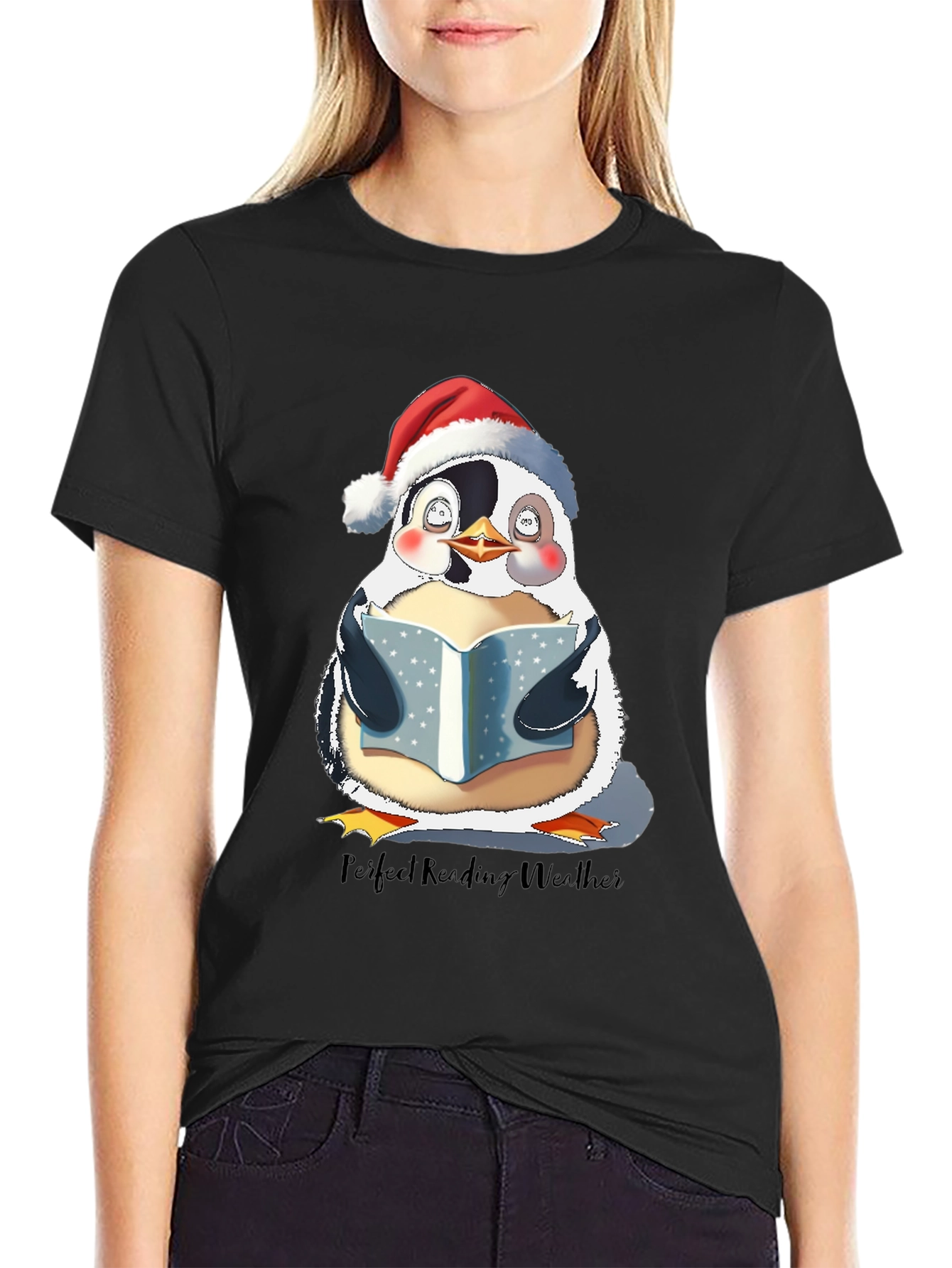 Penguin Reading Weather T-Shirt