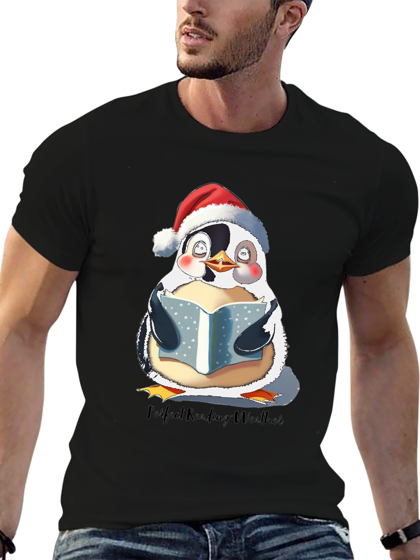 Penguin Reading Weather T-Shirt