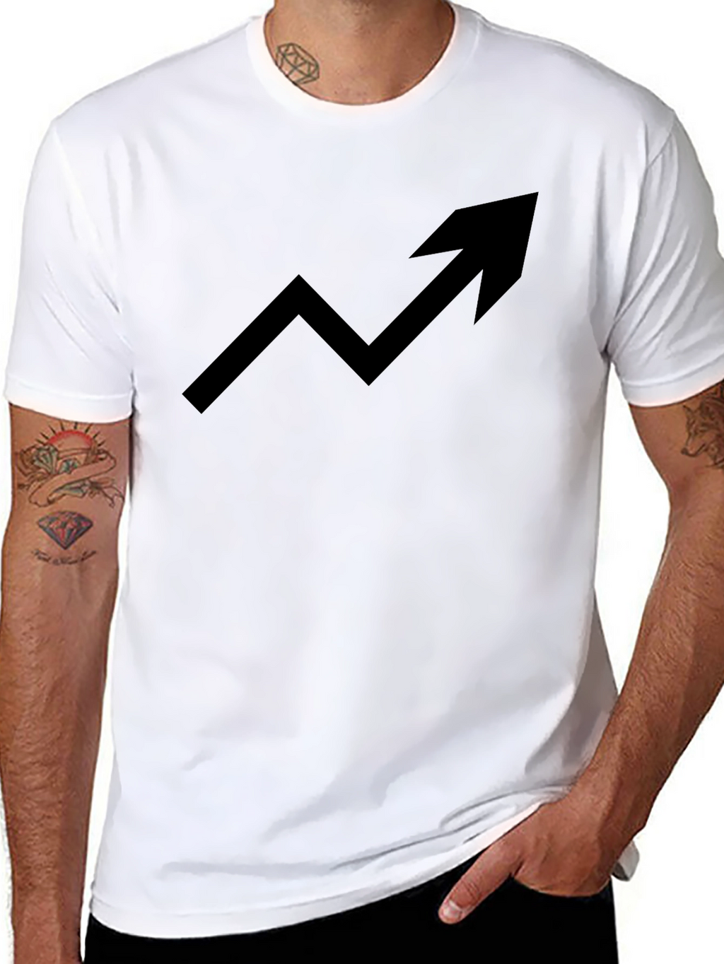 Trending Up Arrow Graphic Tee - Black Cotton T-Shirt