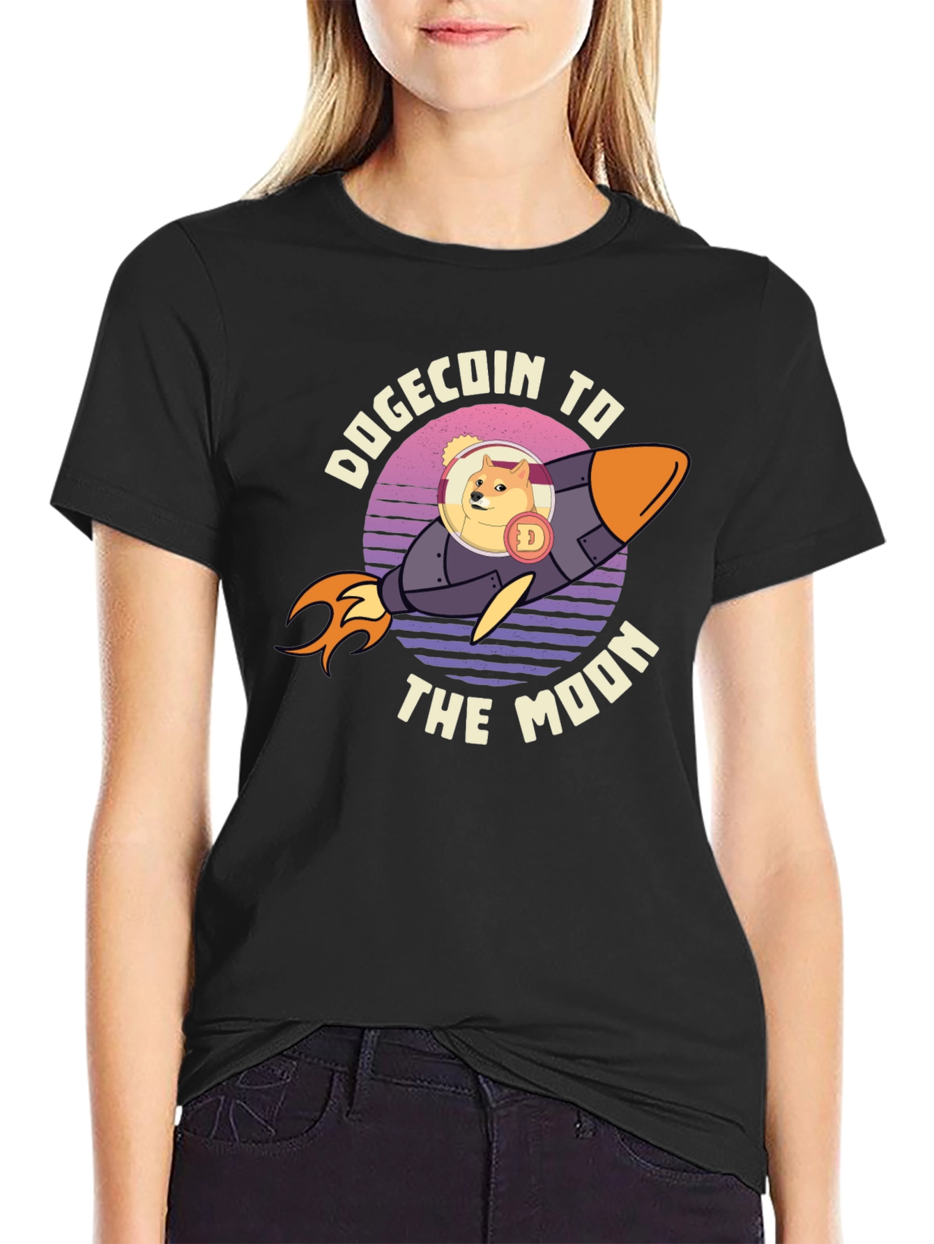 Dogecoin To The Moon Graphic Tee