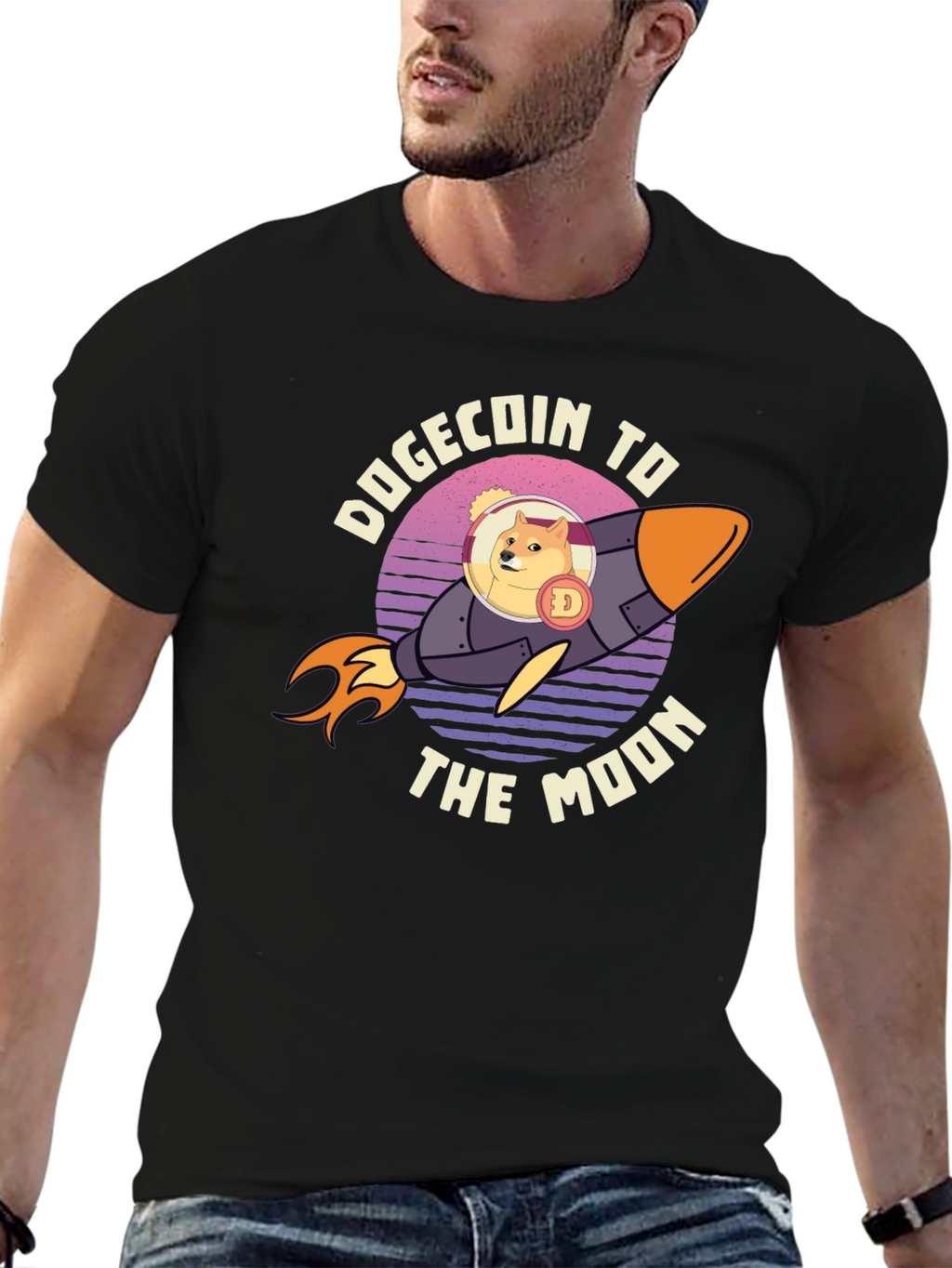 Dogecoin To The Moon Graphic Tee