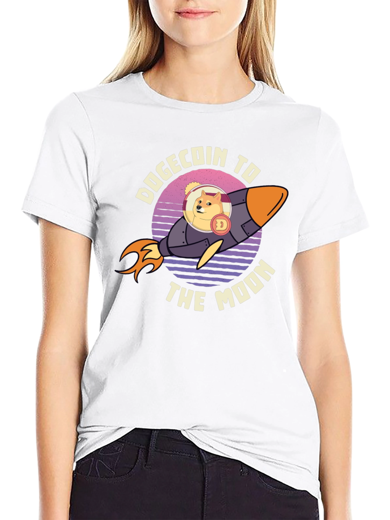 Dogecoin To The Moon Graphic Tee