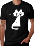 Gentleman Cat Graphic Tee - Black Cotton T-Shirt