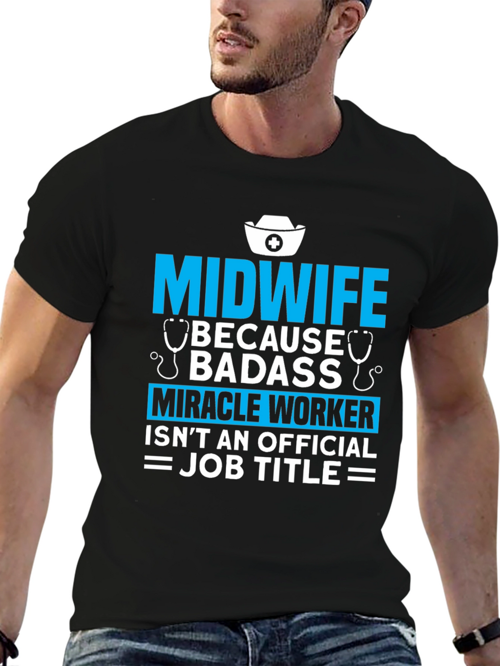 Midwife Badass Job Title Graphic T-Shirt