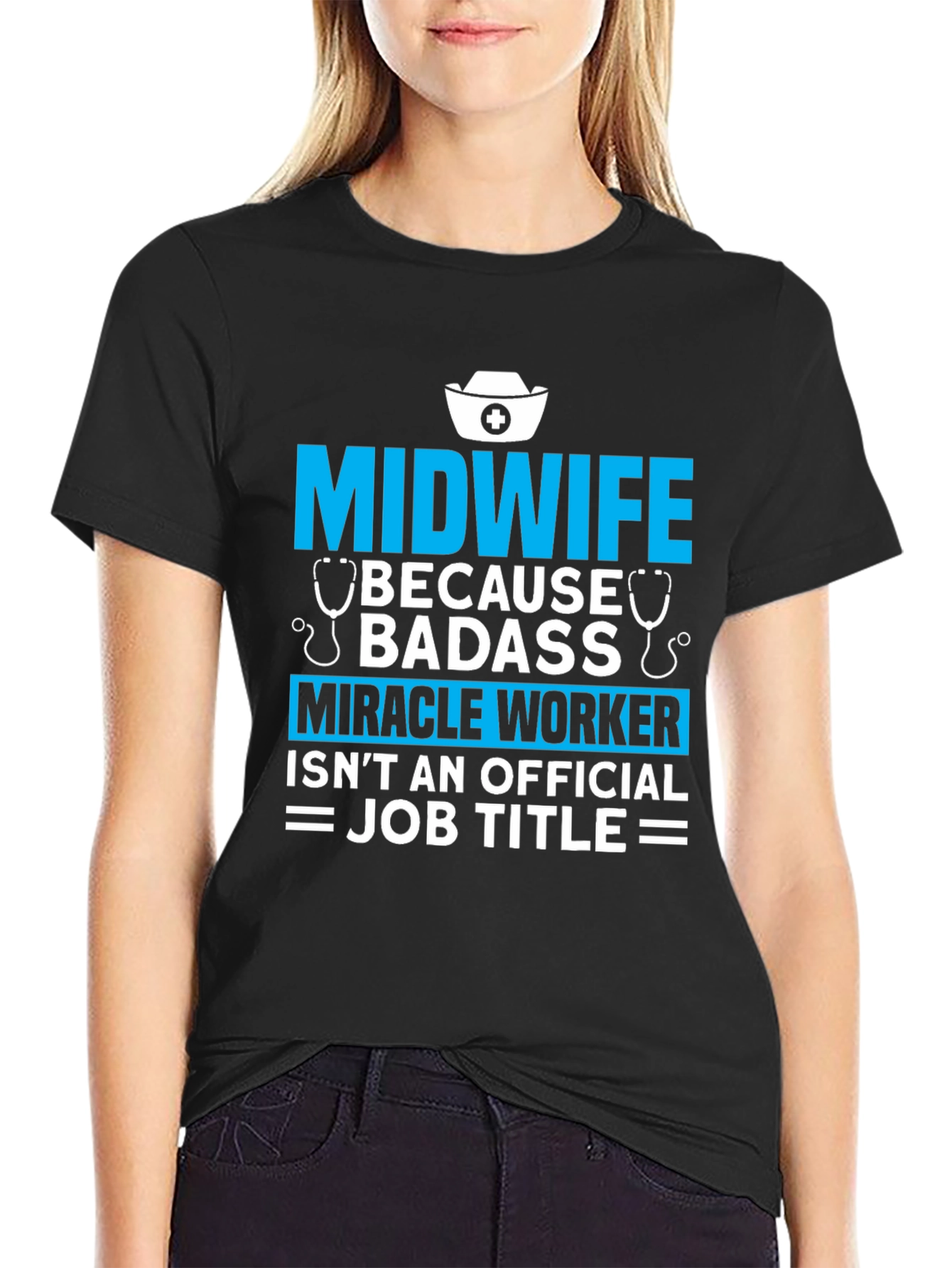 Midwife Badass Job Title Graphic T-Shirt