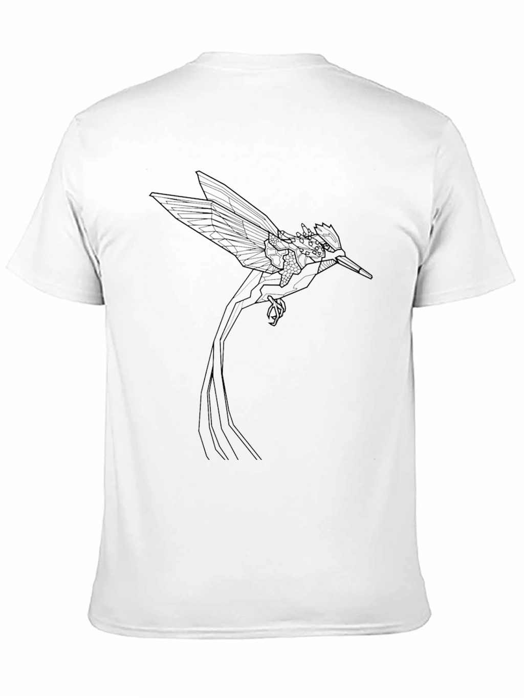 Geometric Hummingbird Graphic Tee - Black