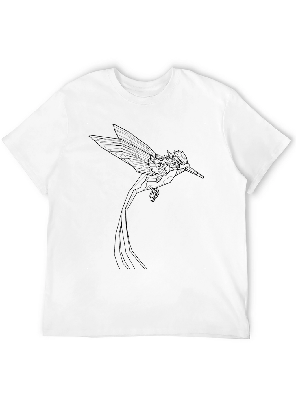 Geometric Hummingbird Graphic Tee - Black
