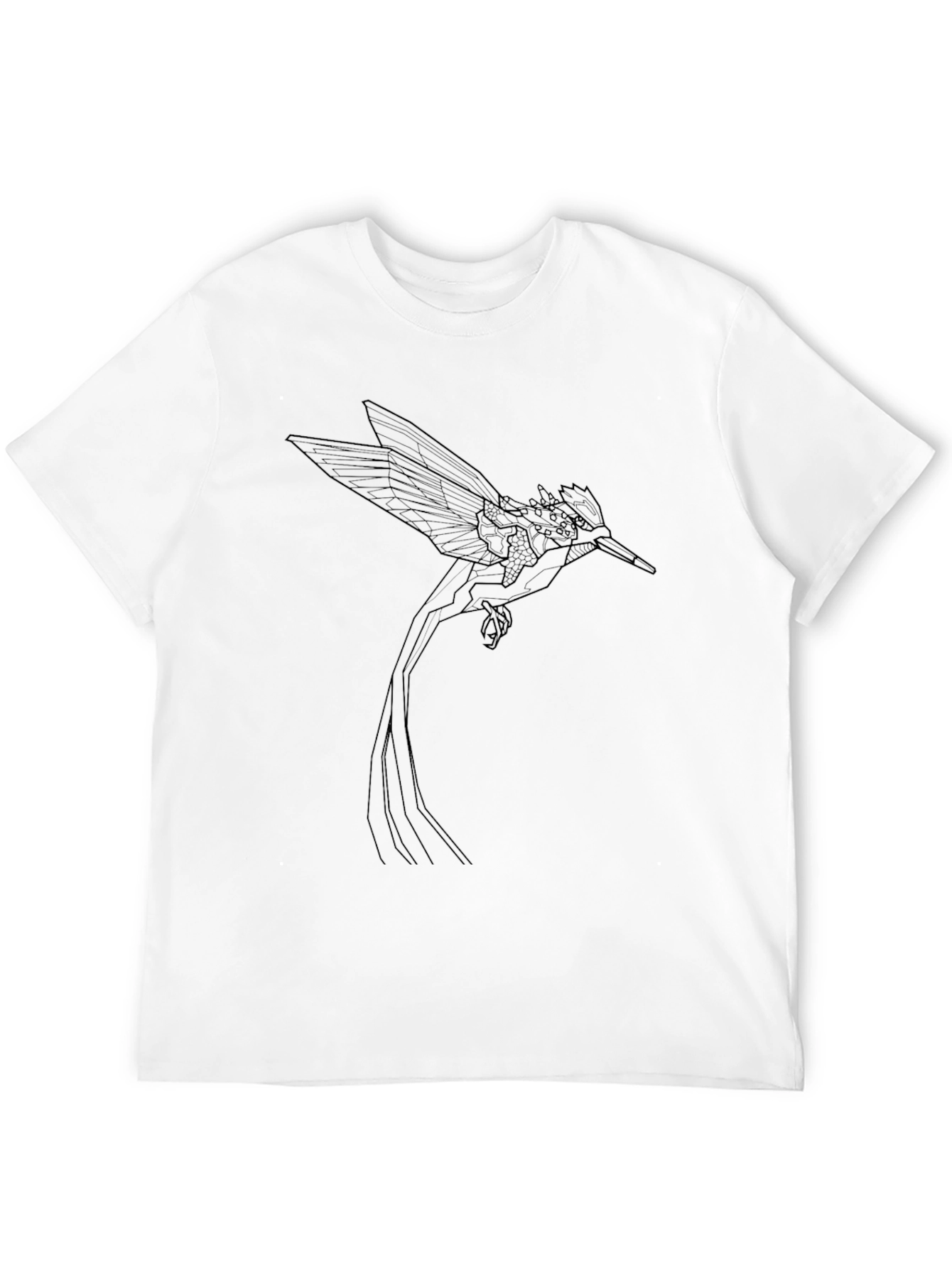 Geometric Hummingbird Graphic Tee - Black