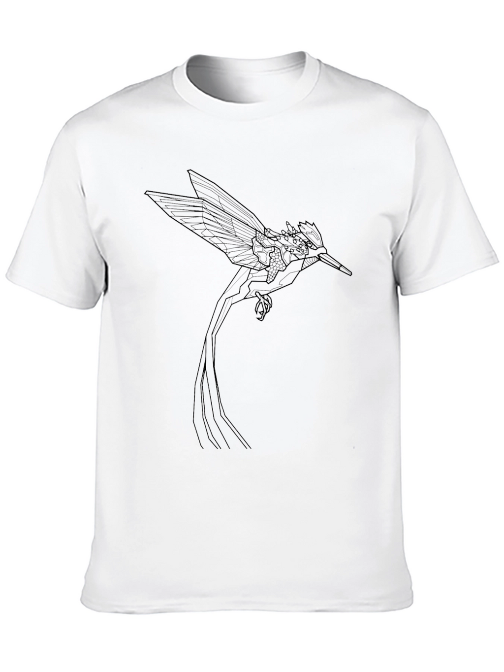 Geometric Hummingbird Graphic Tee - Black