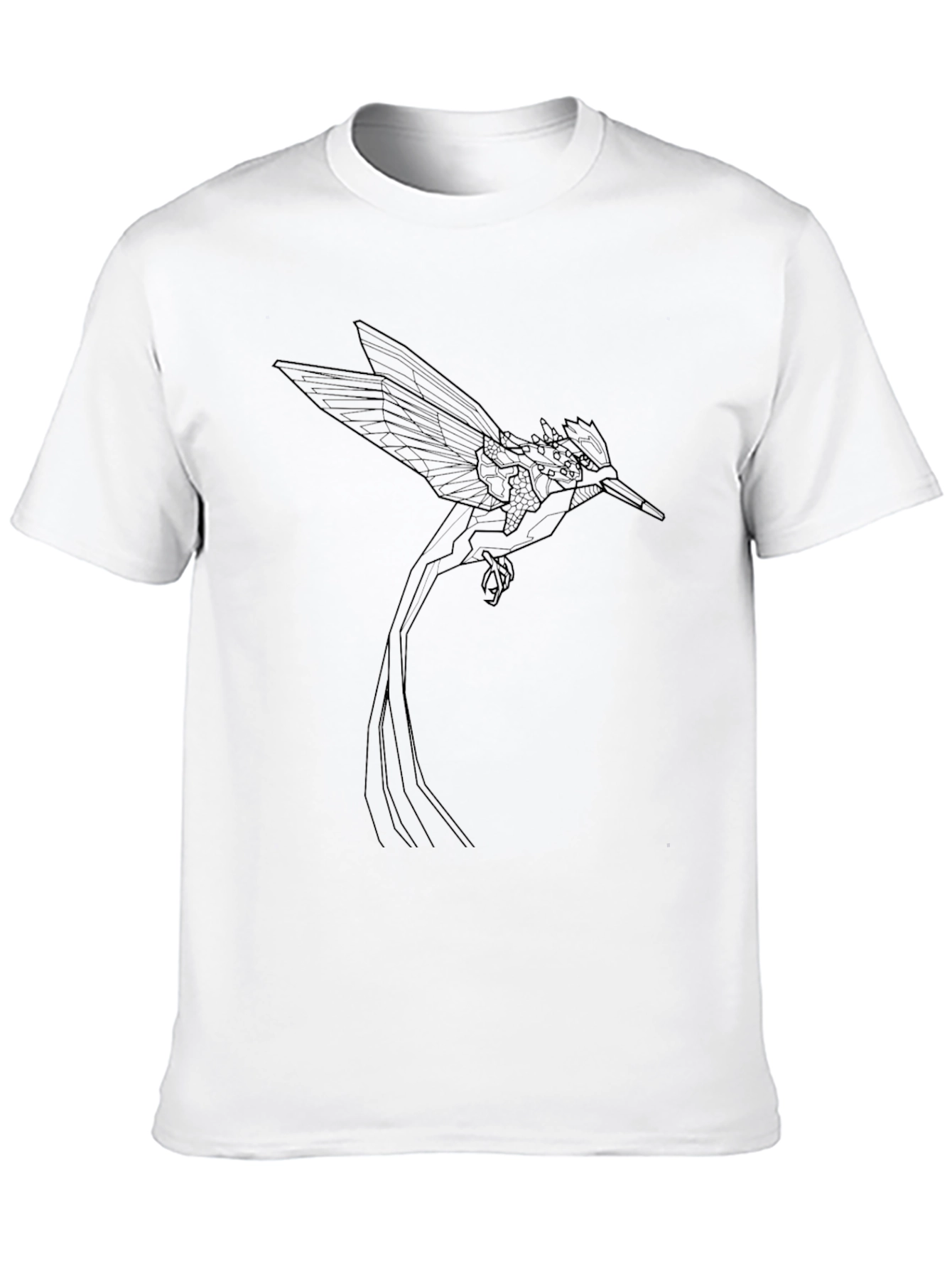 Geometric Hummingbird Graphic Tee - Black