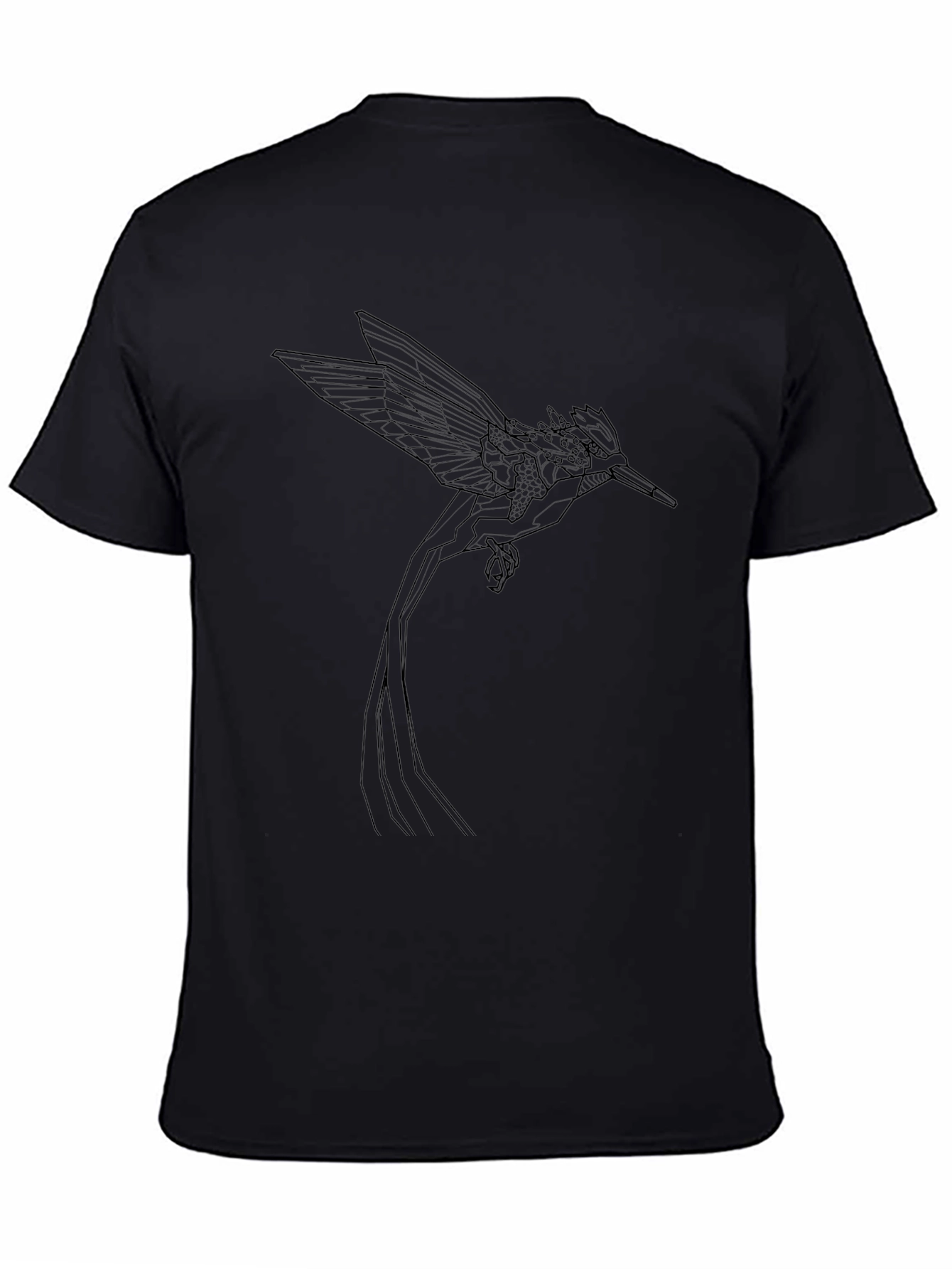 Geometric Hummingbird Graphic Tee - Black