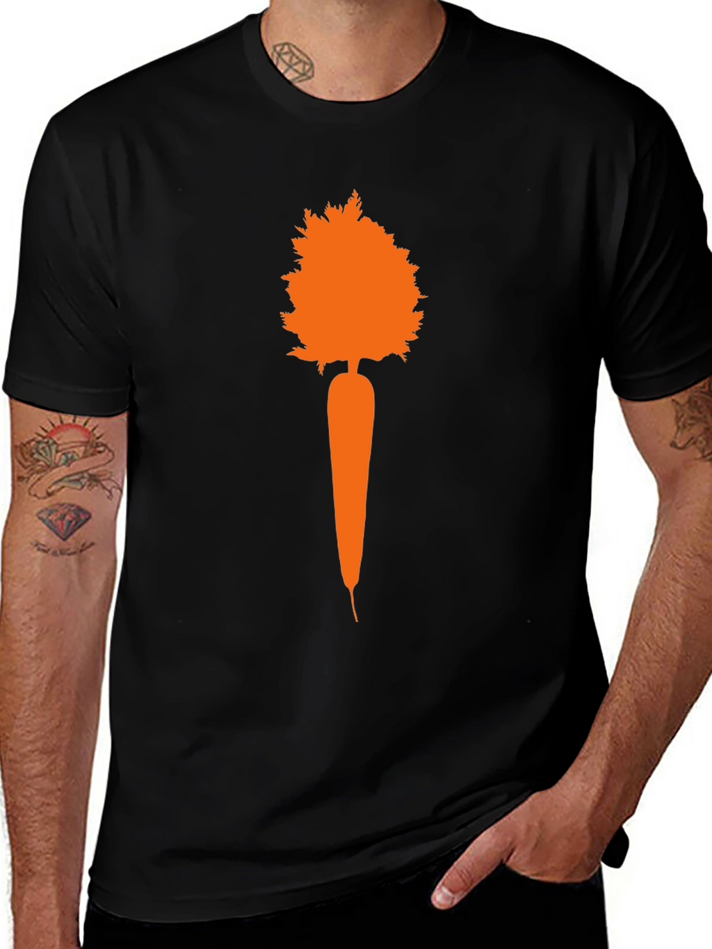 Carrot Tree Graphic Tee - Black Cotton T-Shirt