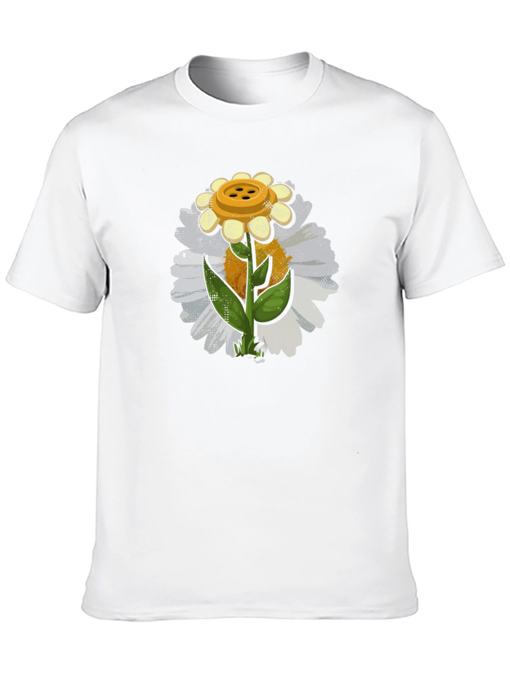 Button Daisy Graphic T-Shirt - Black