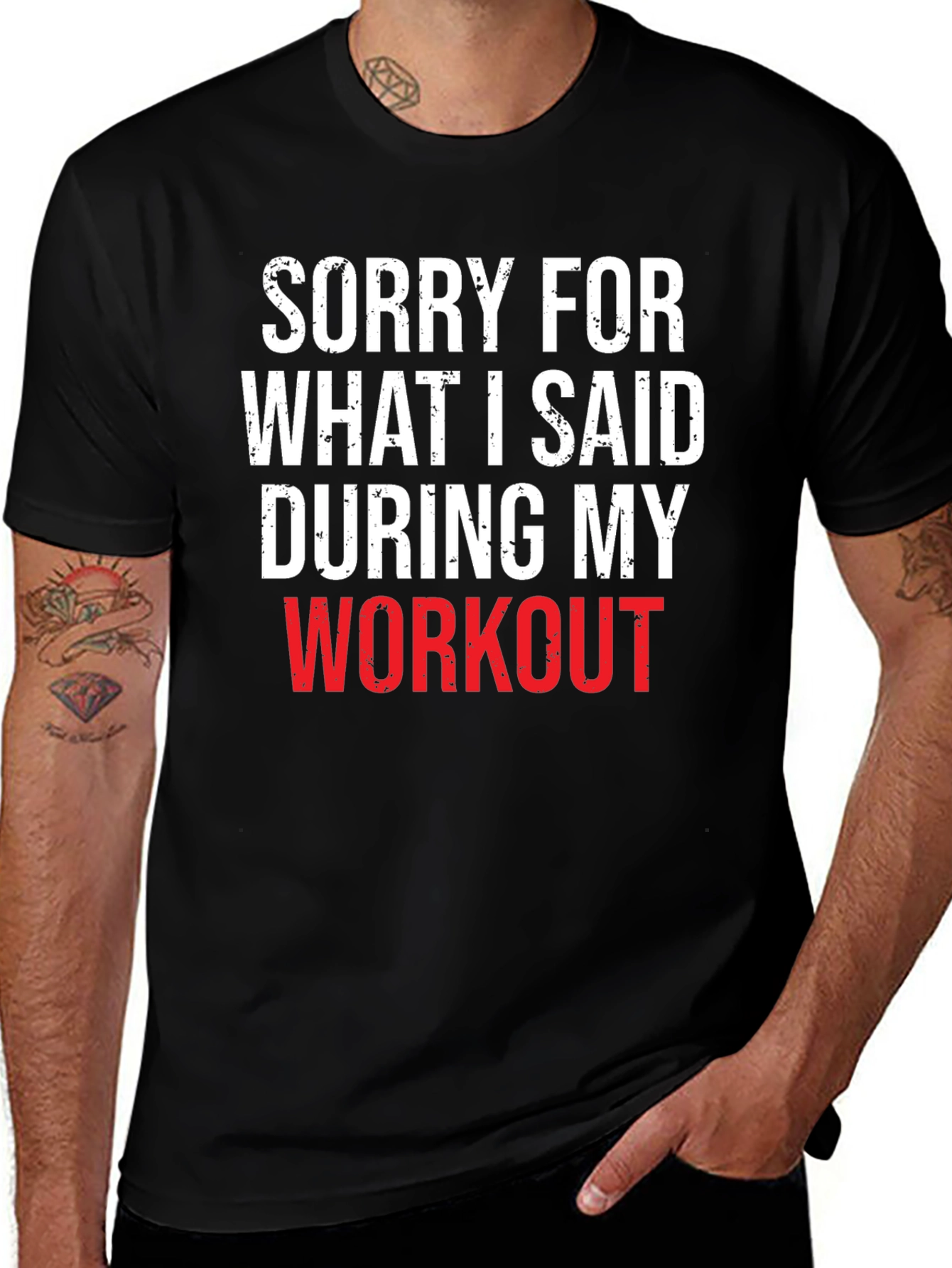 Workout Apology Graphic Tee - Black