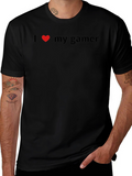 I Love My Gamer Black Graphic Tee