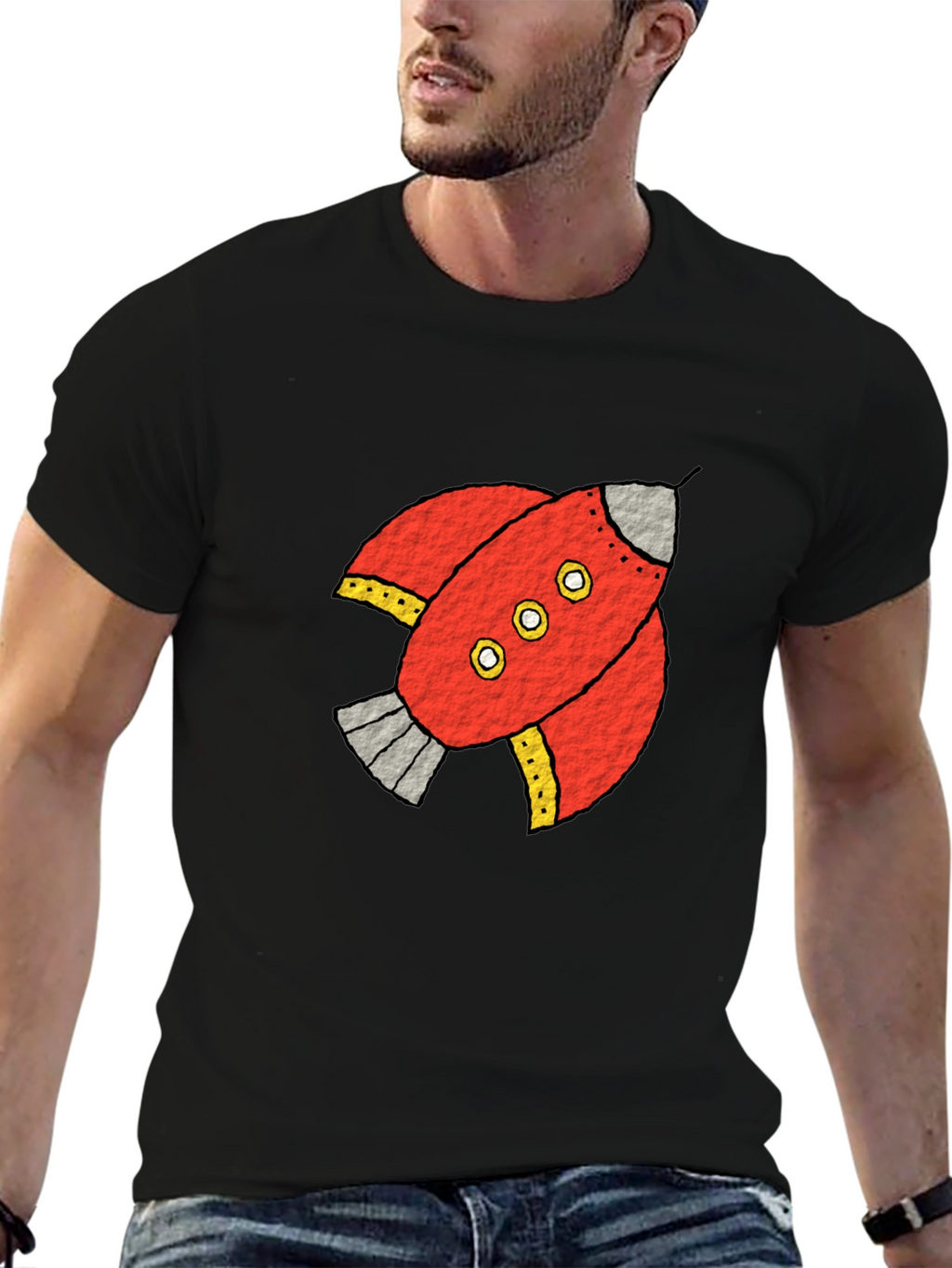 Rocket Graphic Black Tee