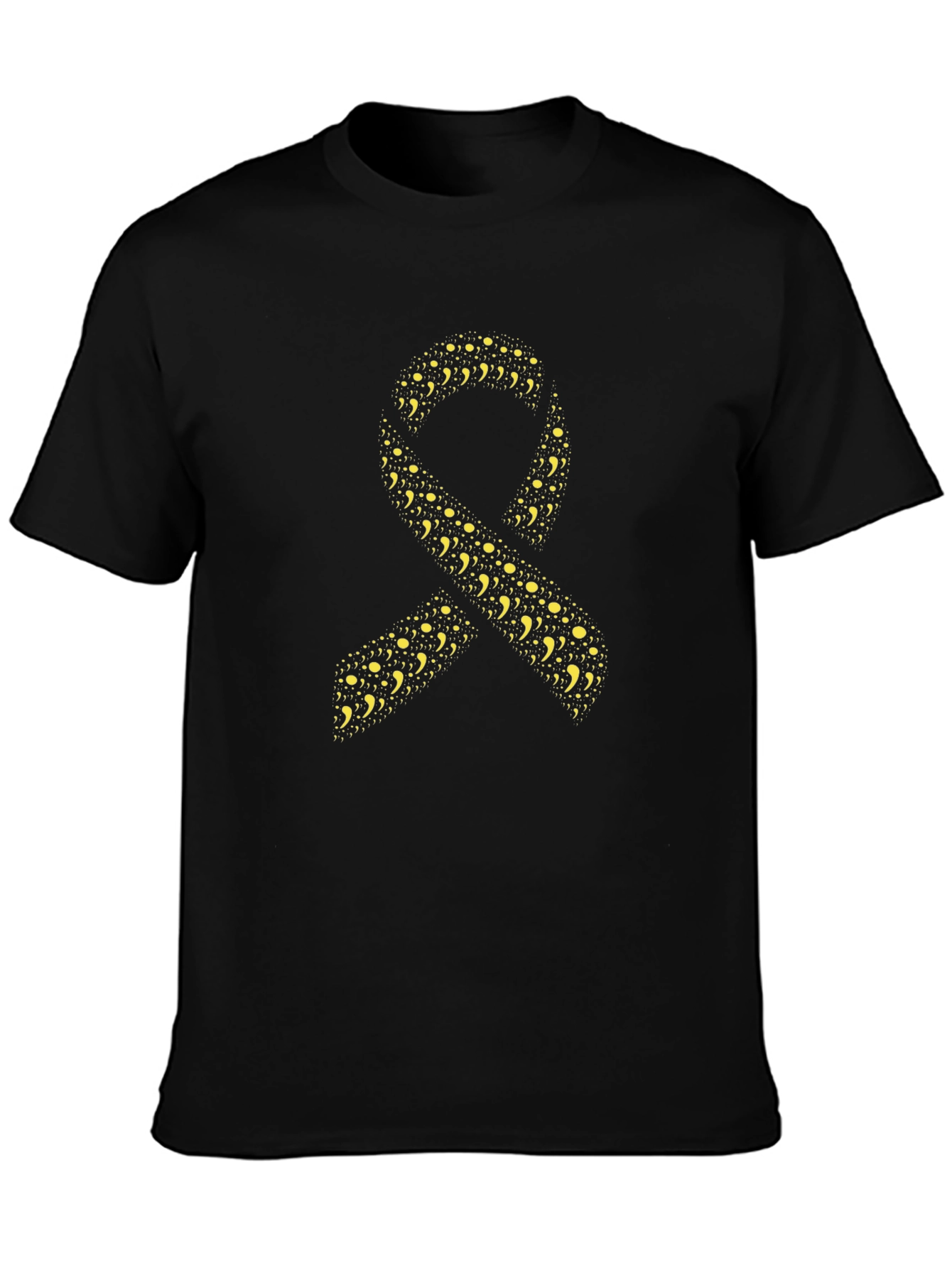 Semicolon Ribbon Black T-Shirt - Mental Health Awareness