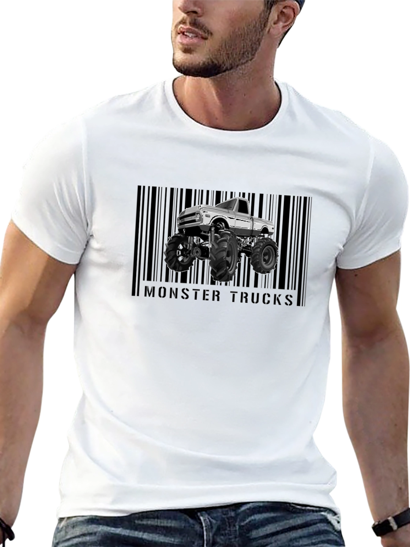 Monster Trucks Graphic Tee - Cool Barcode Design