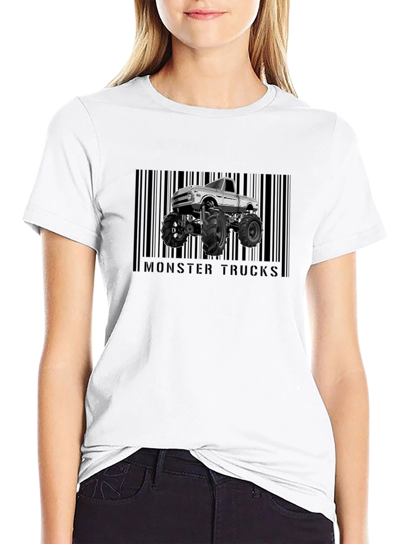 Monster Trucks Graphic Tee - Cool Barcode Design