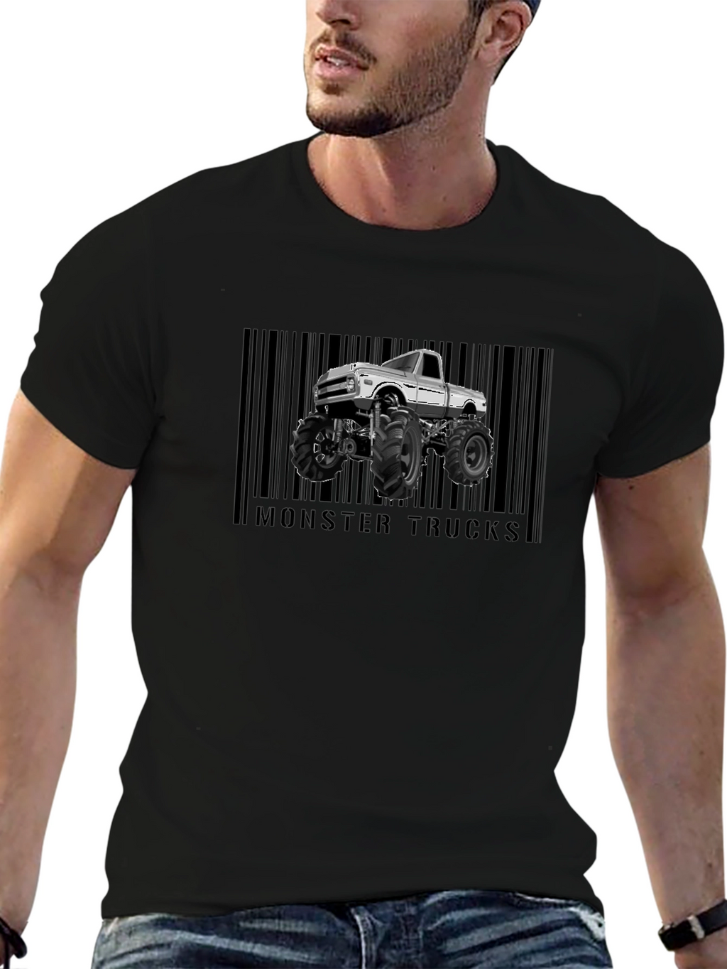 Monster Trucks Graphic Tee - Cool Barcode Design