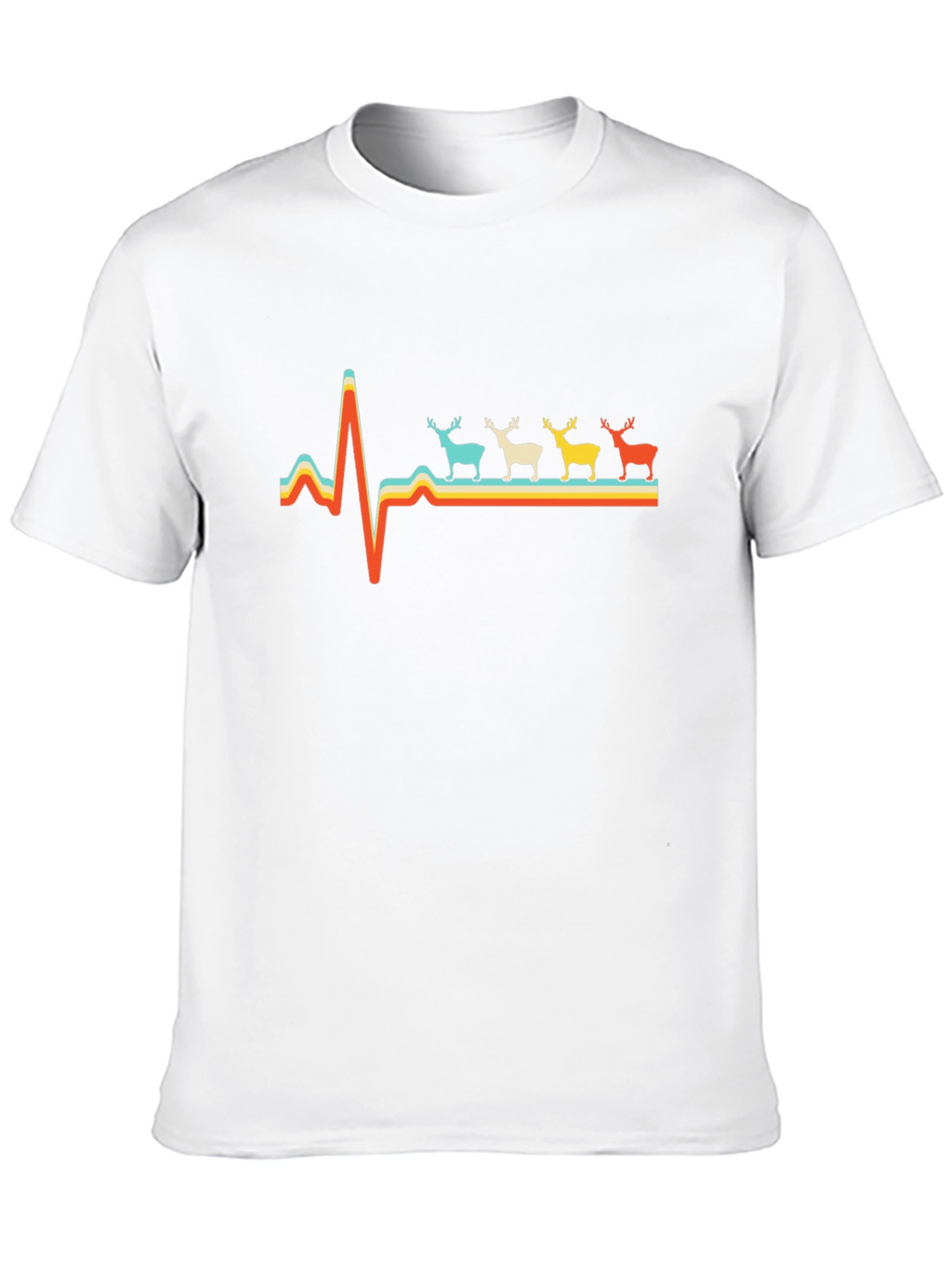 Retro Heartbeat Reindeer Graphic T-Shirt