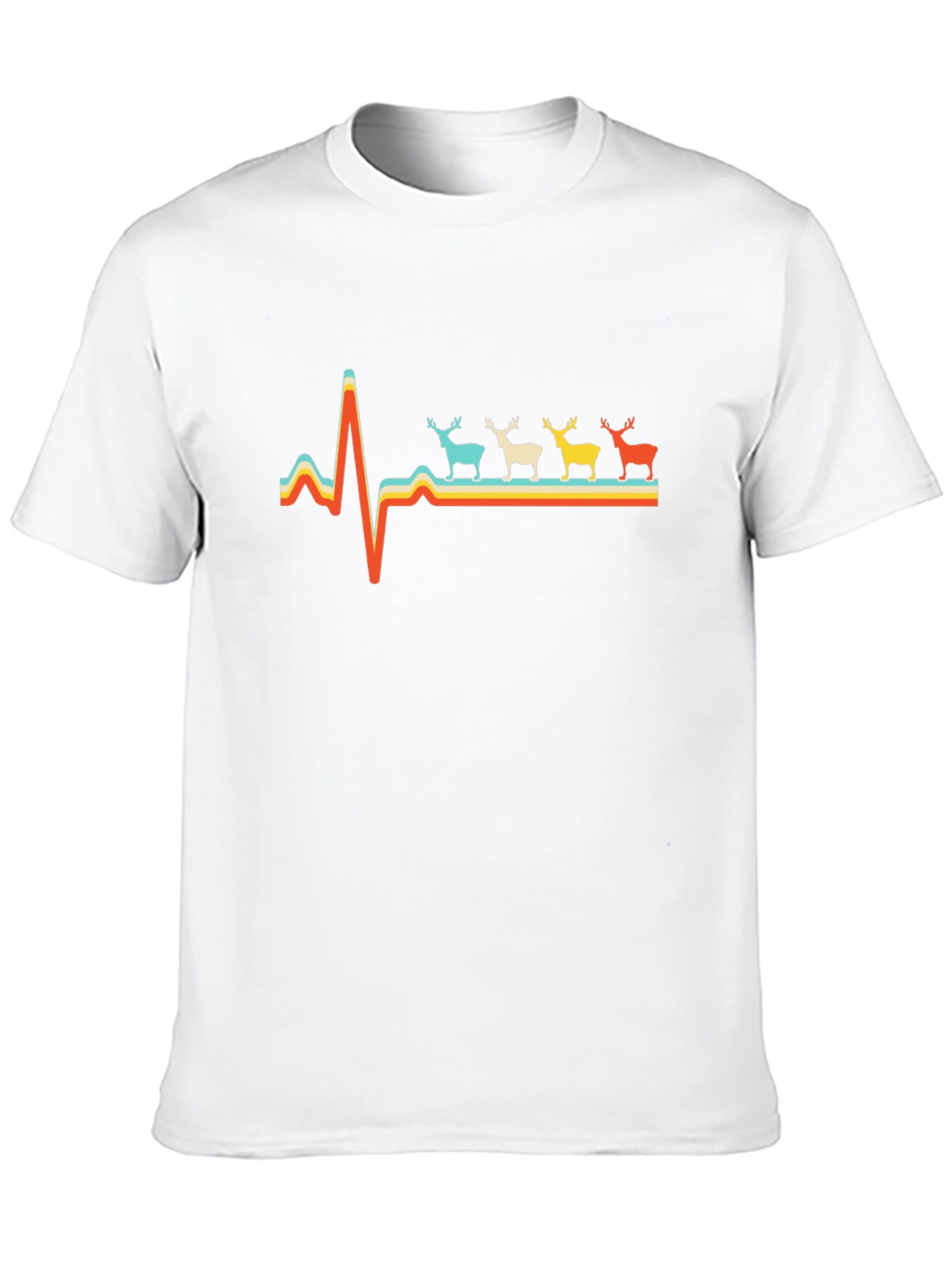 Retro Heartbeat Reindeer Graphic T-Shirt